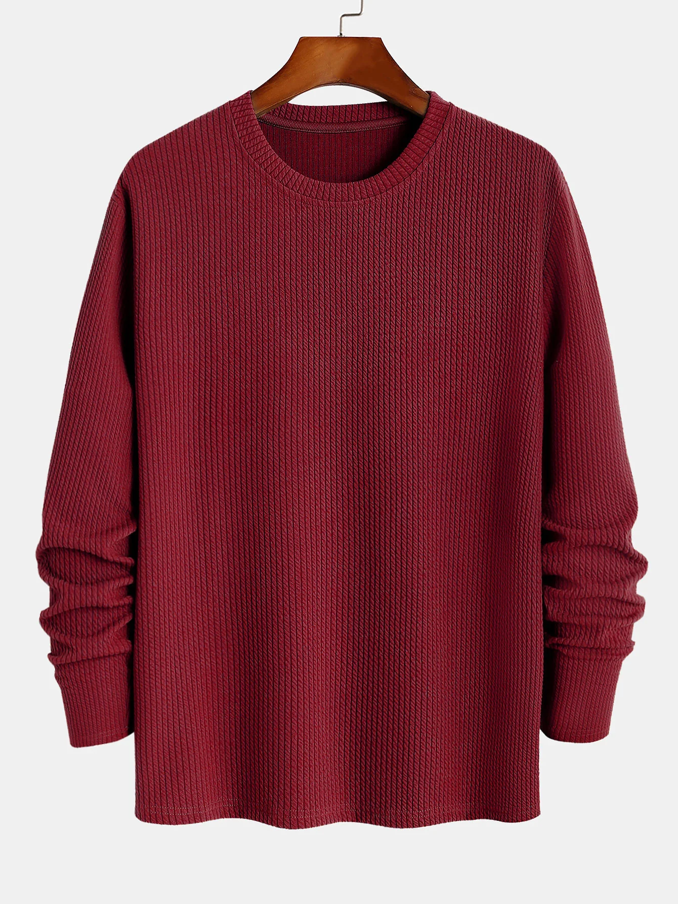Langärmliges Muskel-Fit Ripp-T-Shirt - Image 6