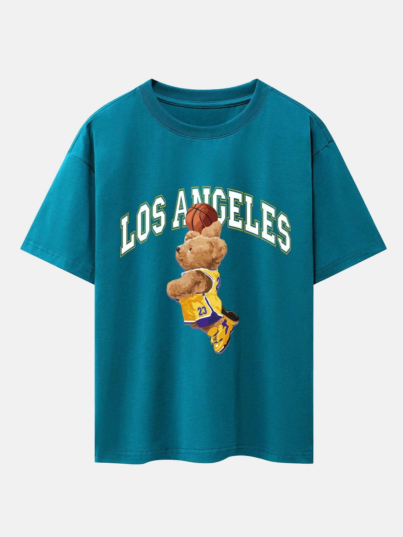 Los Angeles Basketball Bären Druck Drop Shoulder Oversize T-Shirt - Image 10