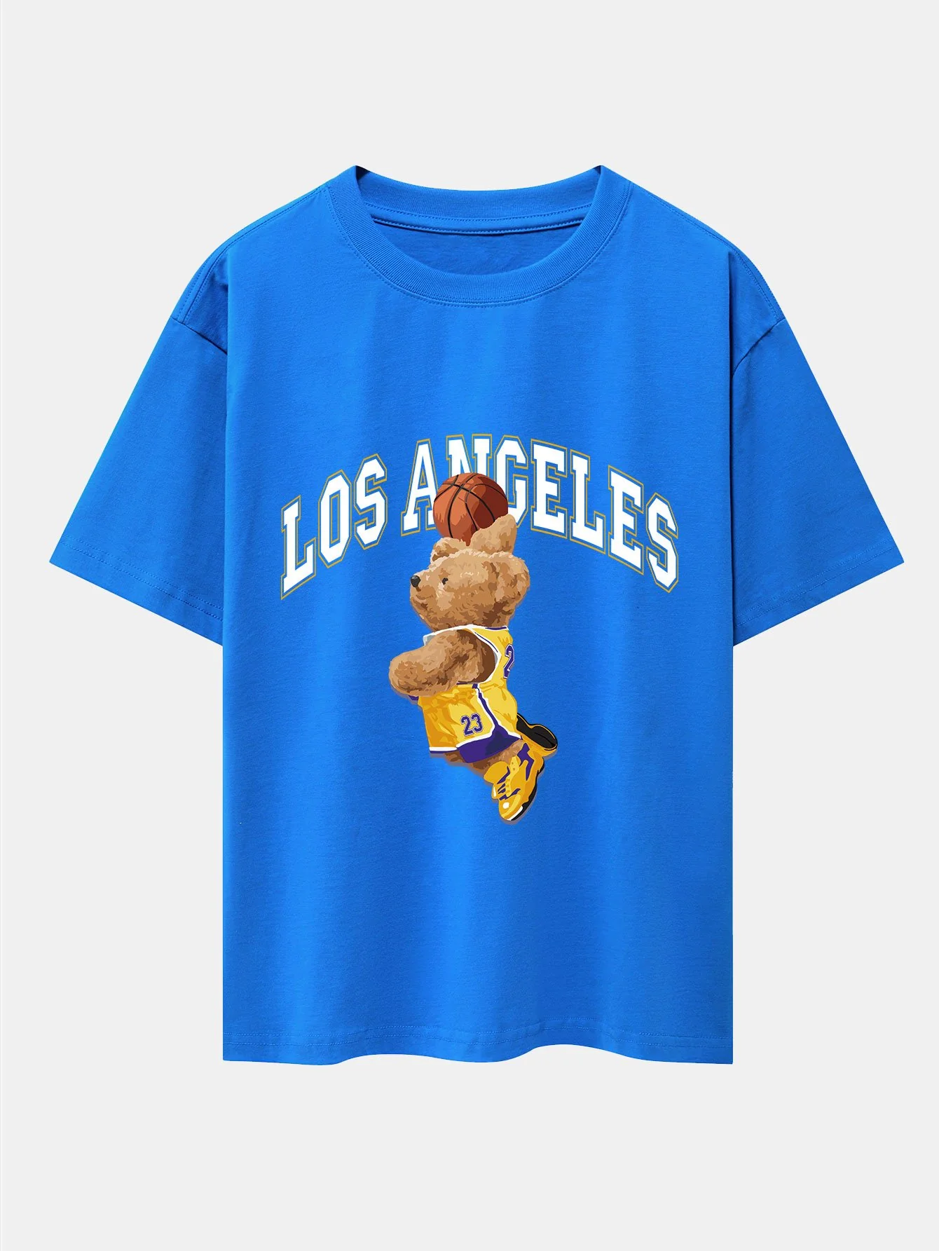 Los Angeles Basketball Bären Druck Drop Shoulder Oversize T-Shirt - Image 8