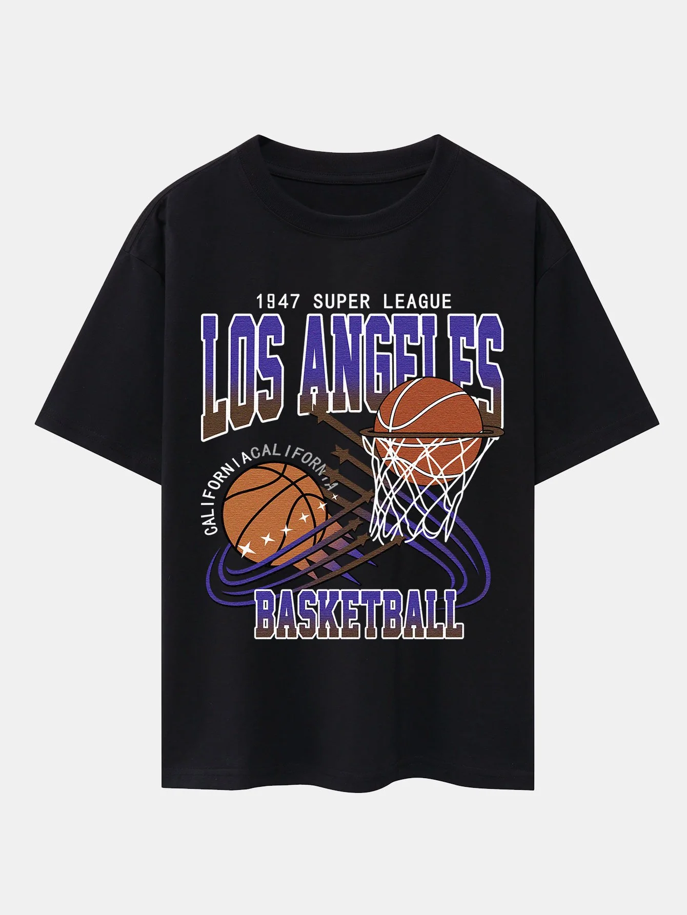 Los Angeles Basketball Druck Drop Shoulder Oversize T-Shirt