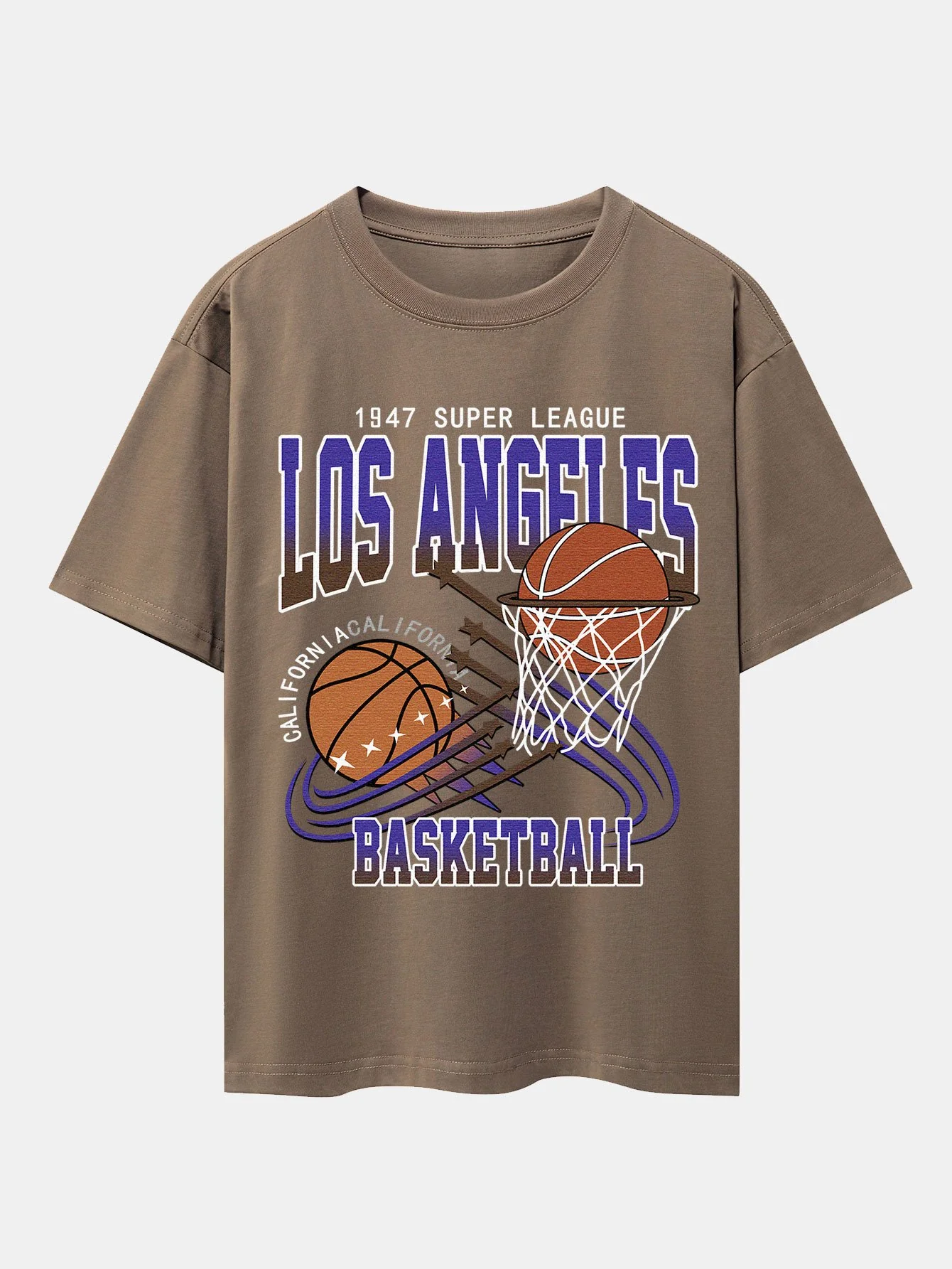 Los Angeles Basketball Druck Drop Shoulder Oversize T-Shirt - Image 2