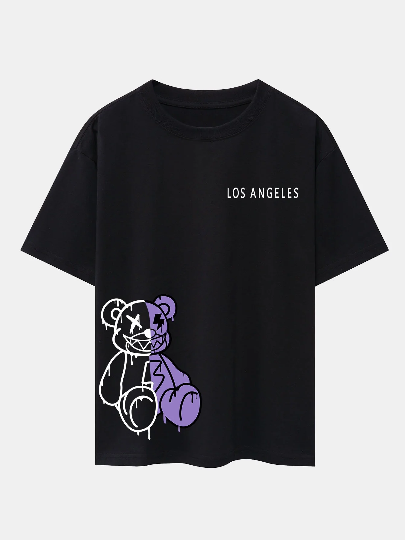 Los Angeles auflösender Bärenprint Drop Shoulder Oversize T-Shirt