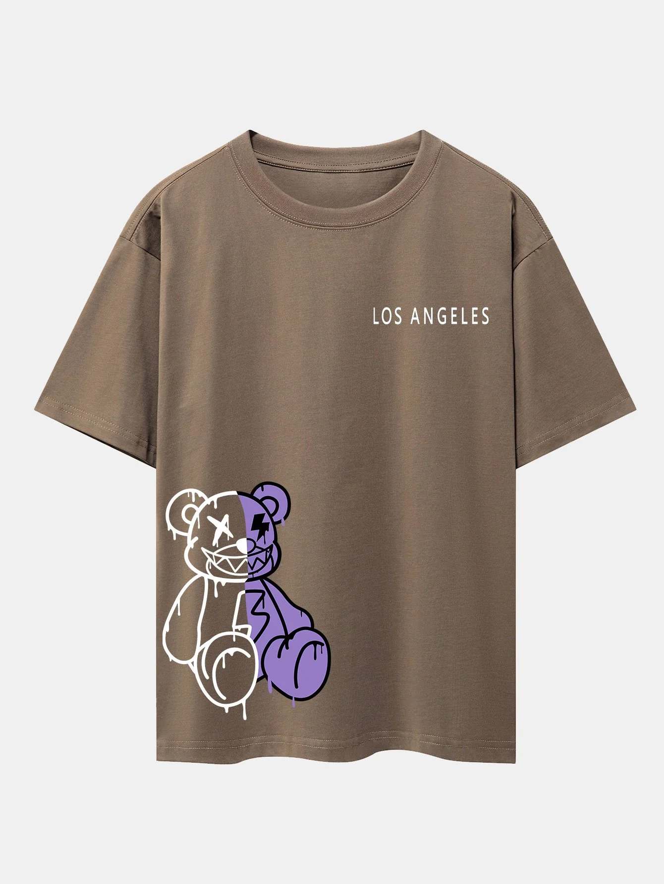 Los Angeles auflösender Bärenprint Drop Shoulder Oversize T-Shirt - Image 3