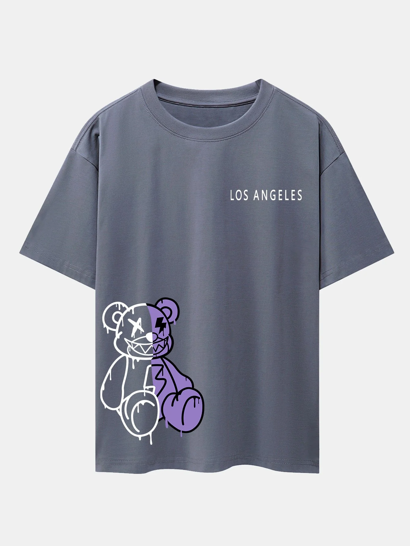 Los Angeles auflösender Bärenprint Drop Shoulder Oversize T-Shirt - Image 4