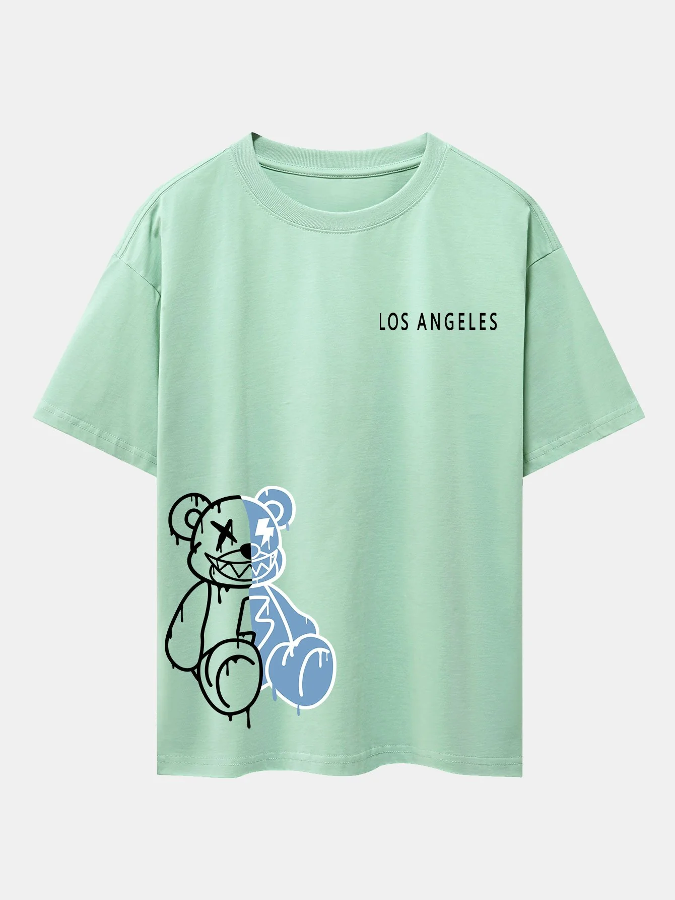 Los Angeles auflösender Bärenprint Drop Shoulder Oversize T-Shirt - Image 6