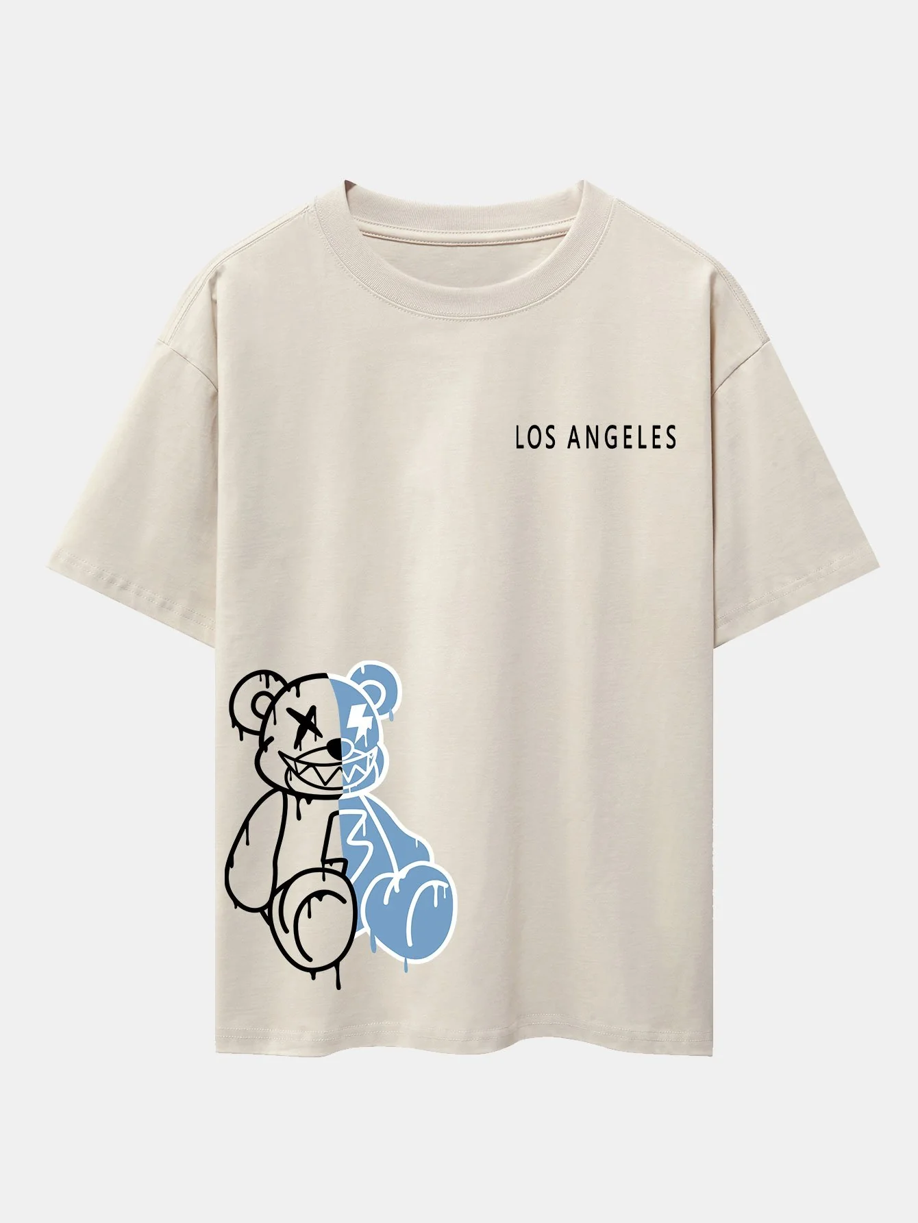 Los Angeles auflösender Bärenprint Drop Shoulder Oversize T-Shirt - Image 8