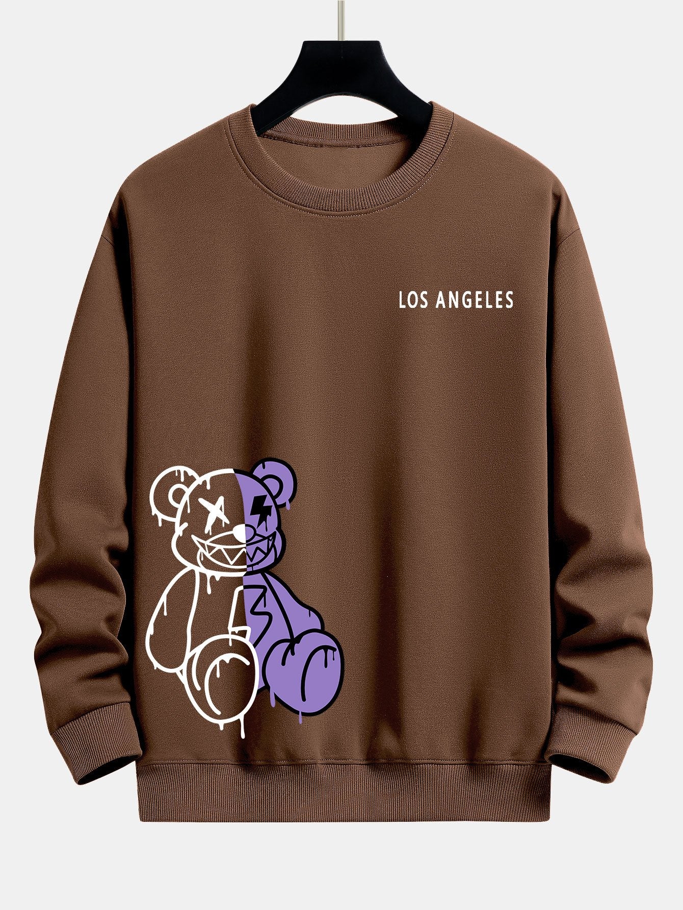 Los Angeles Auflösender Bären Druck Relax Fit Sweatshirt - Image 5