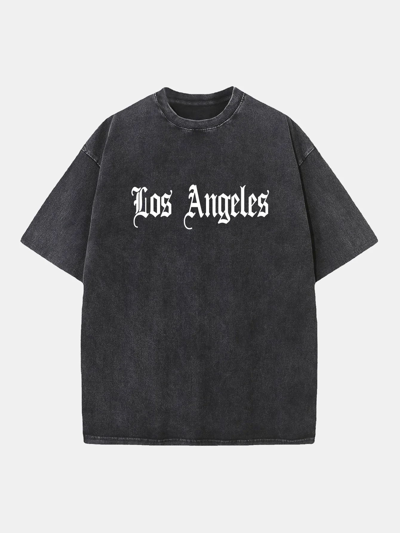 Los Angeles Gothic Print Gewaschenes Distressed Drop Shoulder T-Shirt