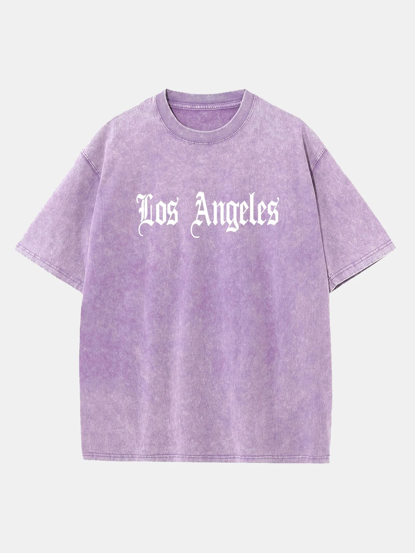 Los Angeles Gothic Print Gewaschenes Distressed Drop Shoulder T-Shirt - Image 4
