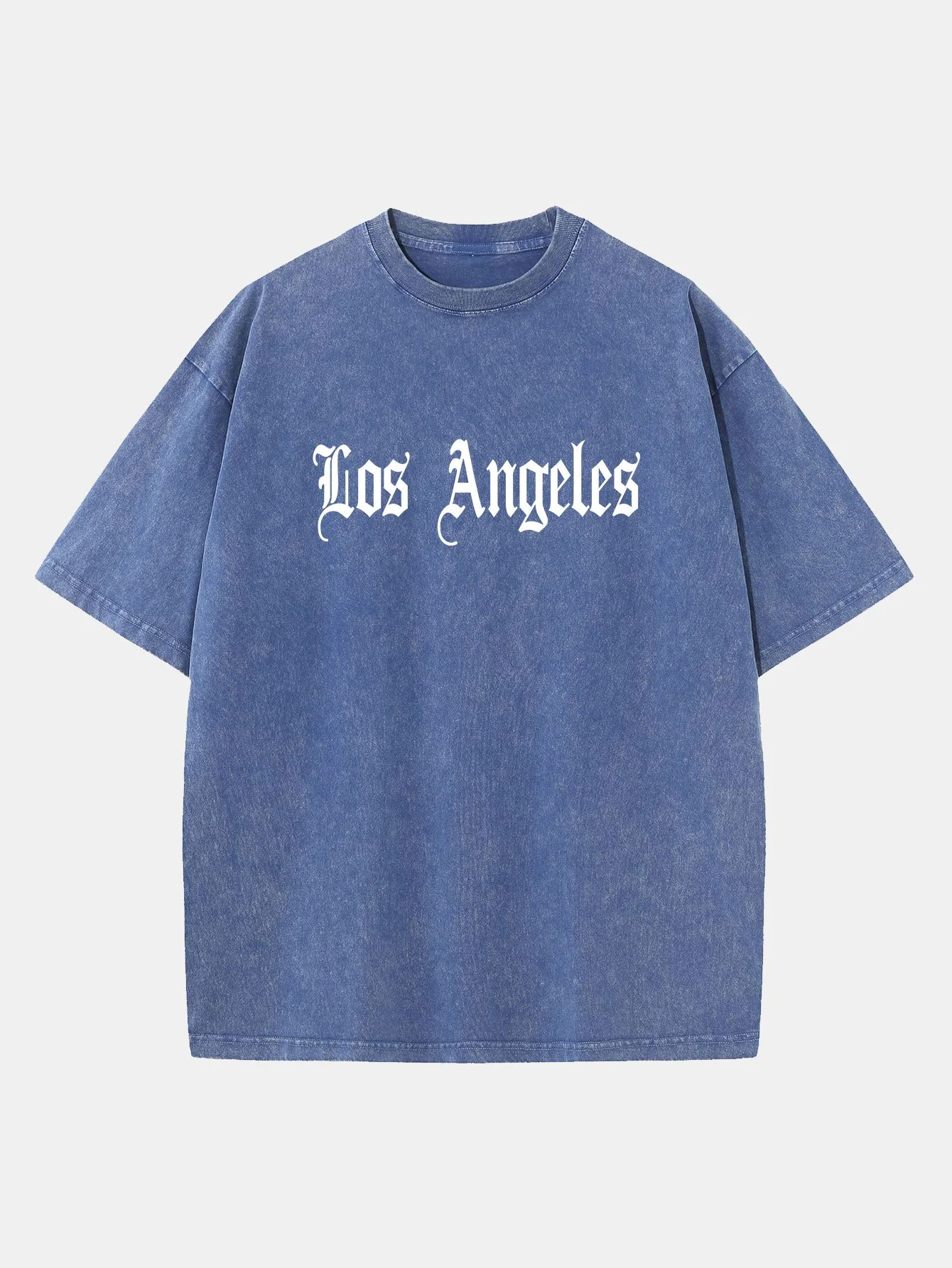 Los Angeles Gothic Print Gewaschenes Distressed Drop Shoulder T-Shirt - Image 5