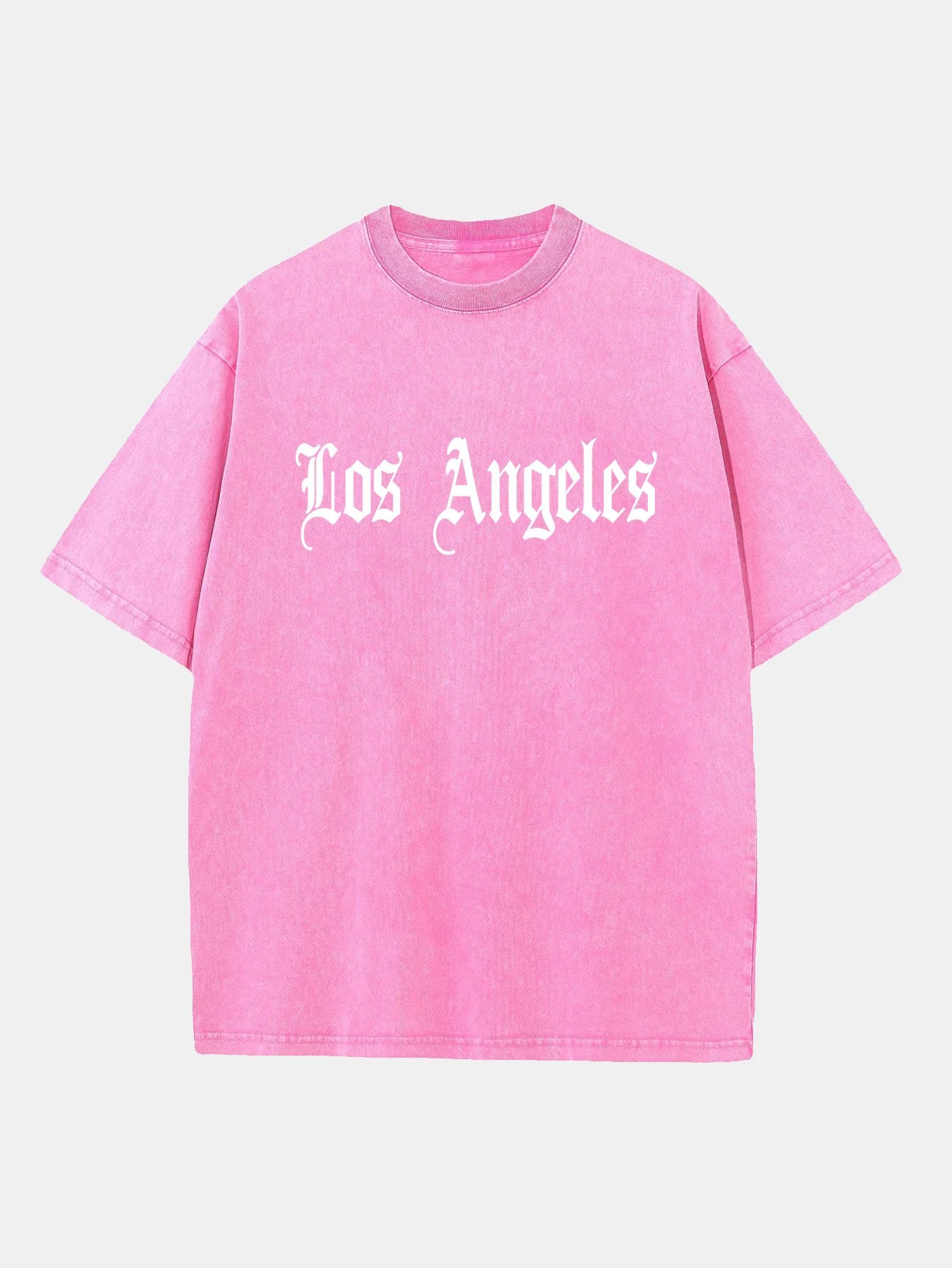 Los Angeles Gothic Print Gewaschenes Distressed Drop Shoulder T-Shirt - Image 6