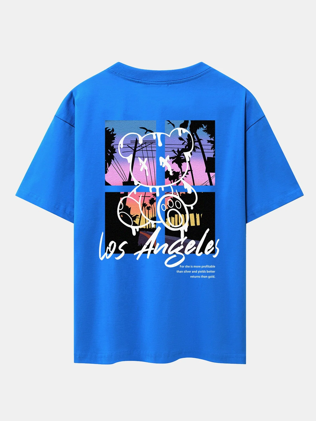 Los Angeles Illustration Bären Druck Drop Shoulder Oversize T-Shirt - Image 5
