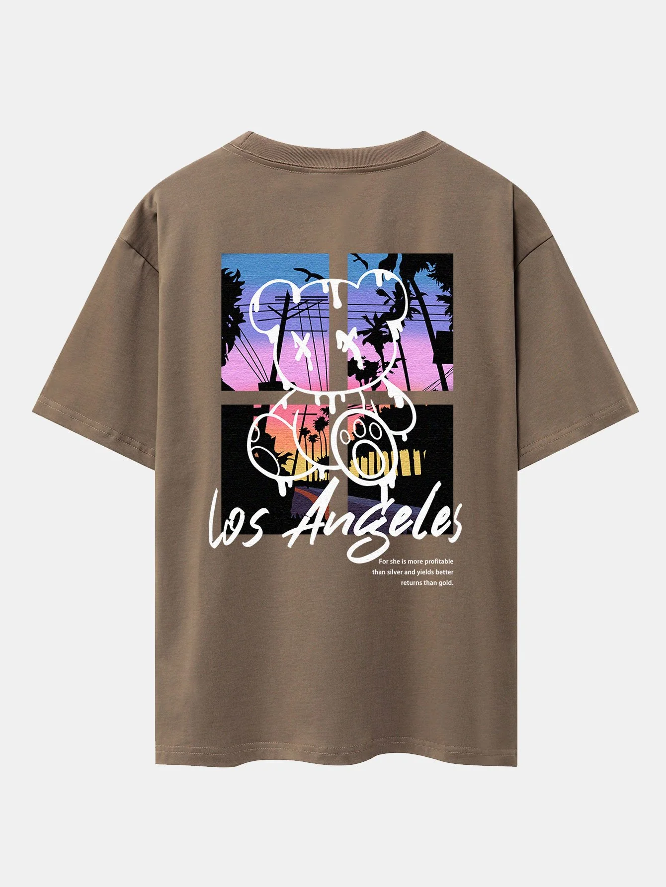 Los Angeles Illustration Bären Druck Drop Shoulder Oversize T-Shirt - Image 8