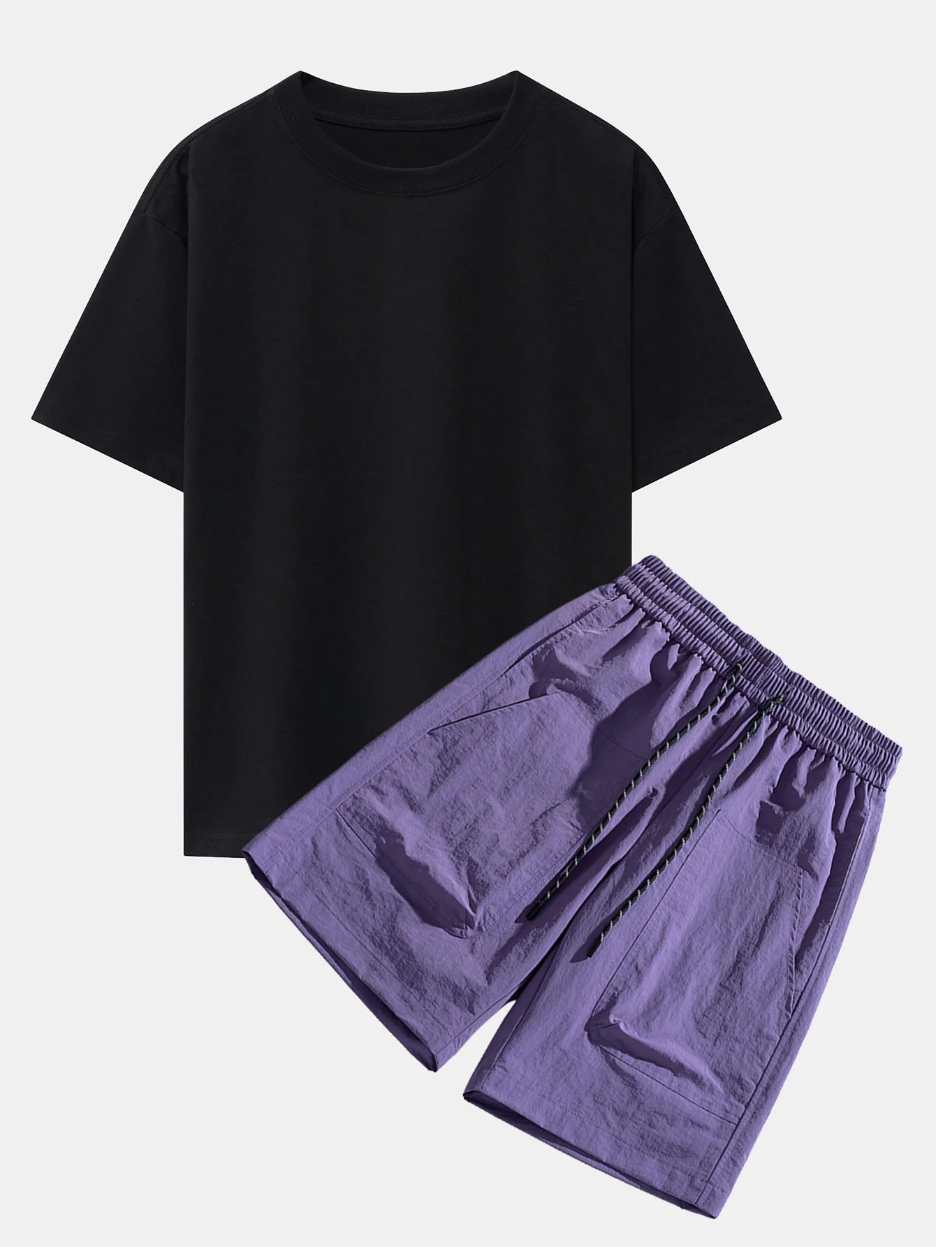 Los Angeles Illustration Bären Druck Drop Shoulder Oversize T-Shirt & Patch Pocket Drawstring Shorts - Image 4