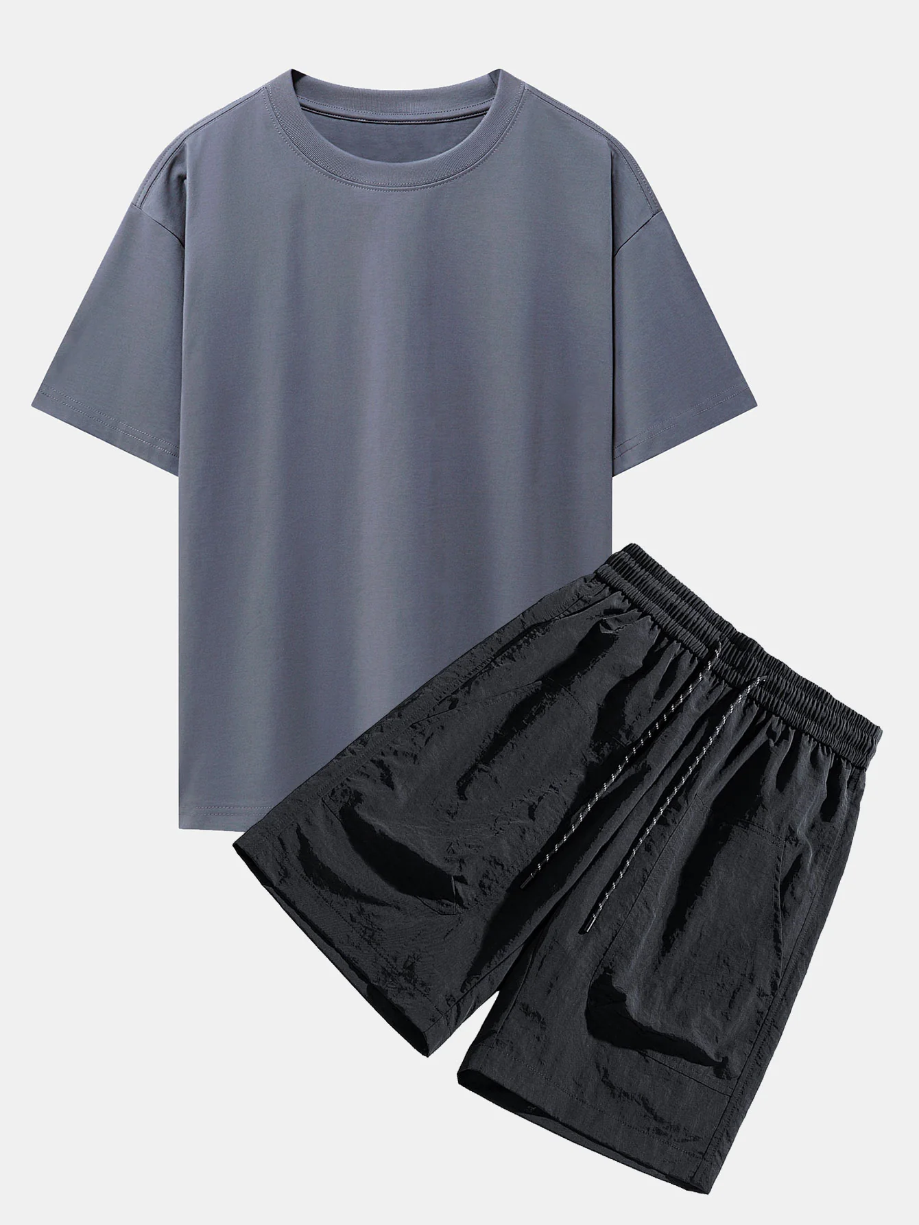 Los Angeles Illustration Bären Druck Drop Shoulder Oversize T-Shirt & Patch Pocket Drawstring Shorts - Image 6