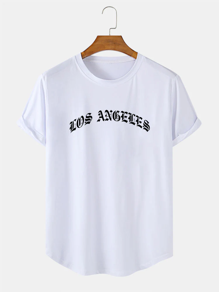 Los Angeles Buchstaben Druck Bogen Saum T-Shirt