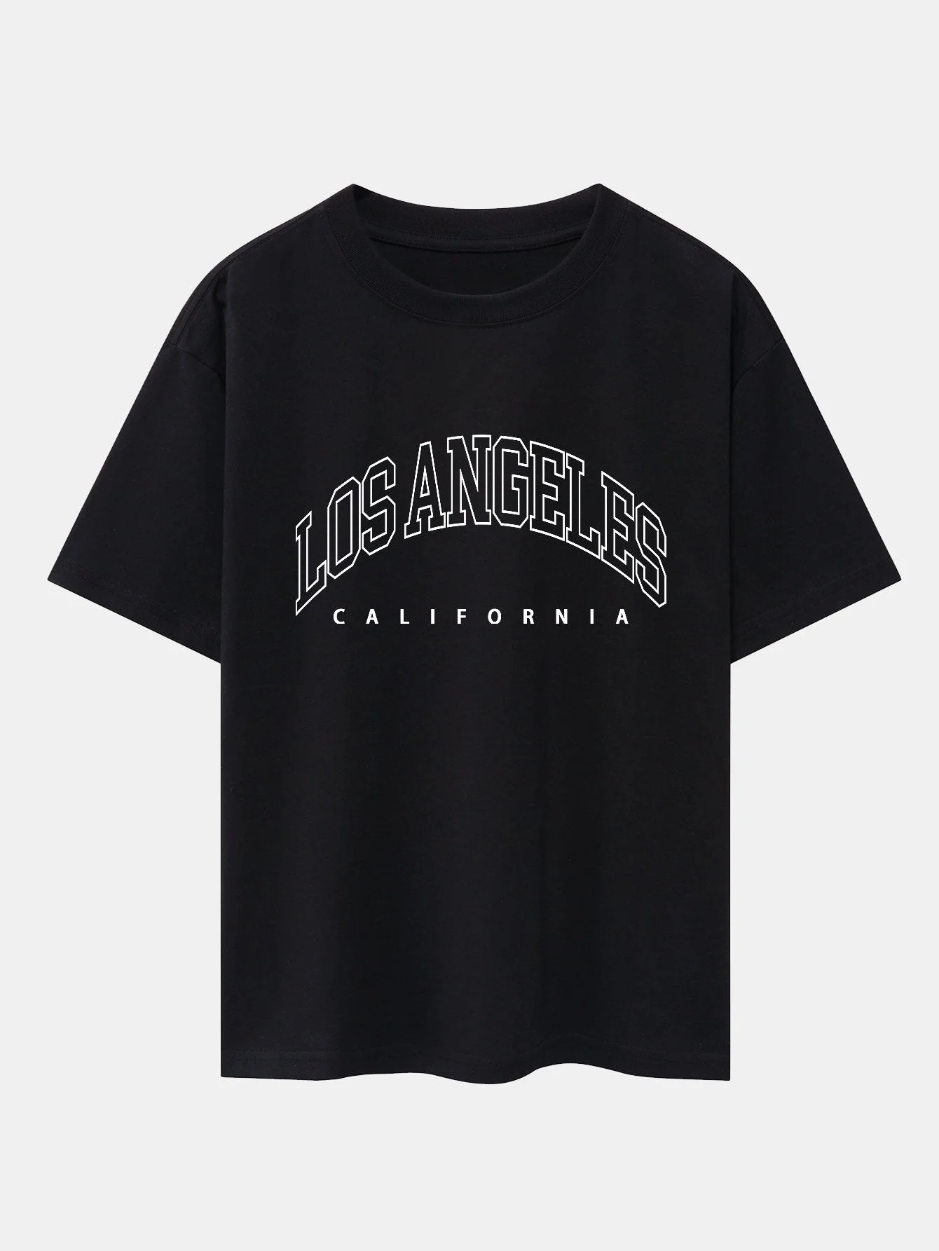 Los Angeles Buchstaben Druck Drop Shoulder Oversize T-Shirt & Corduroy Shorts - Image 2