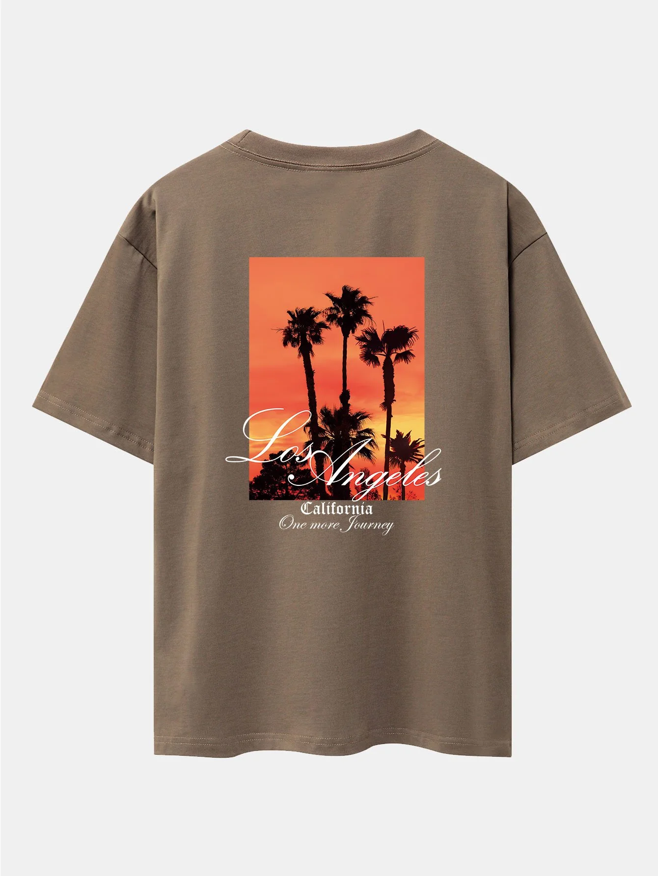Los Angeles Palmen Bäume Rückendruck Drop Shoulder Oversize T-Shirt - Image 3