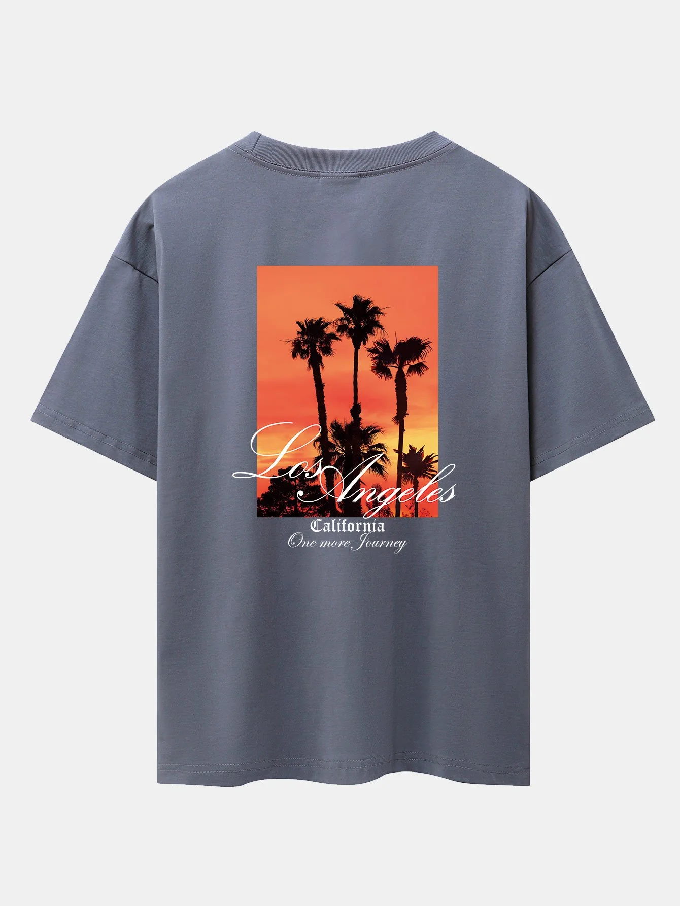 Los Angeles Palmen Bäume Rückendruck Drop Shoulder Oversize T-Shirt - Image 5