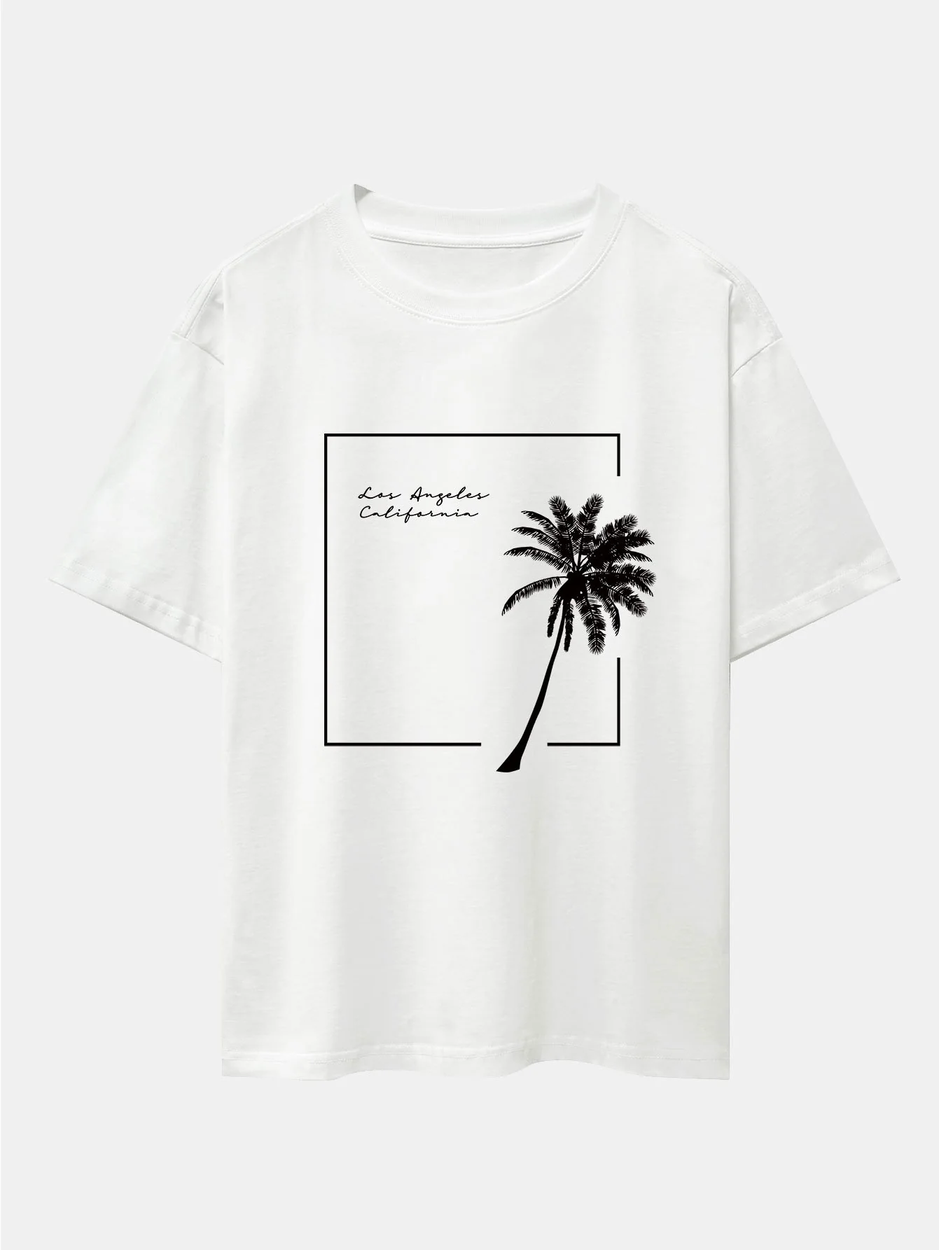 Los Angeles Palmen Druck Drop Shoulder Oversize T-Shirt - Image 2