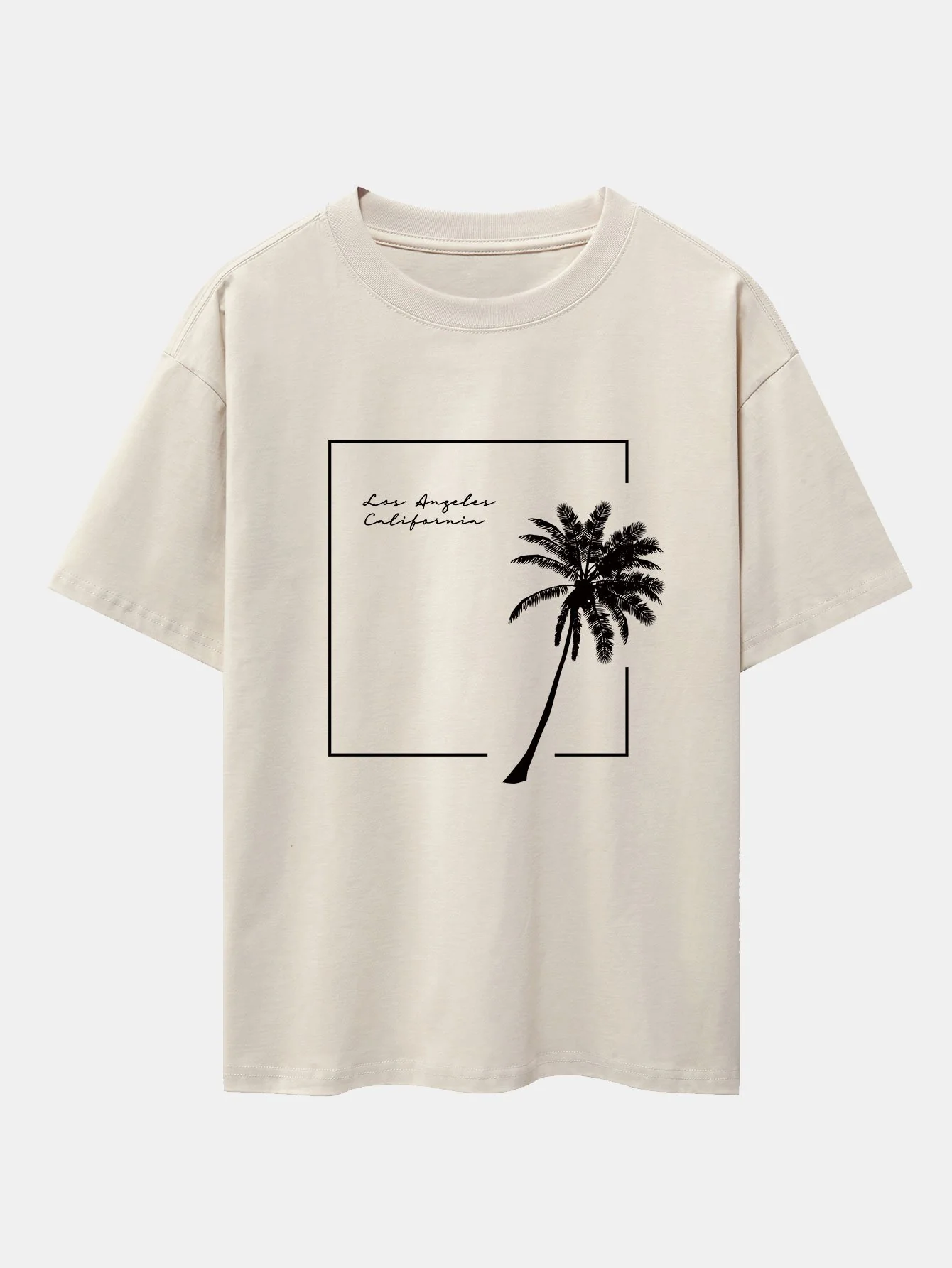 Los Angeles Palmen Druck Drop Shoulder Oversize T-Shirt - Image 3
