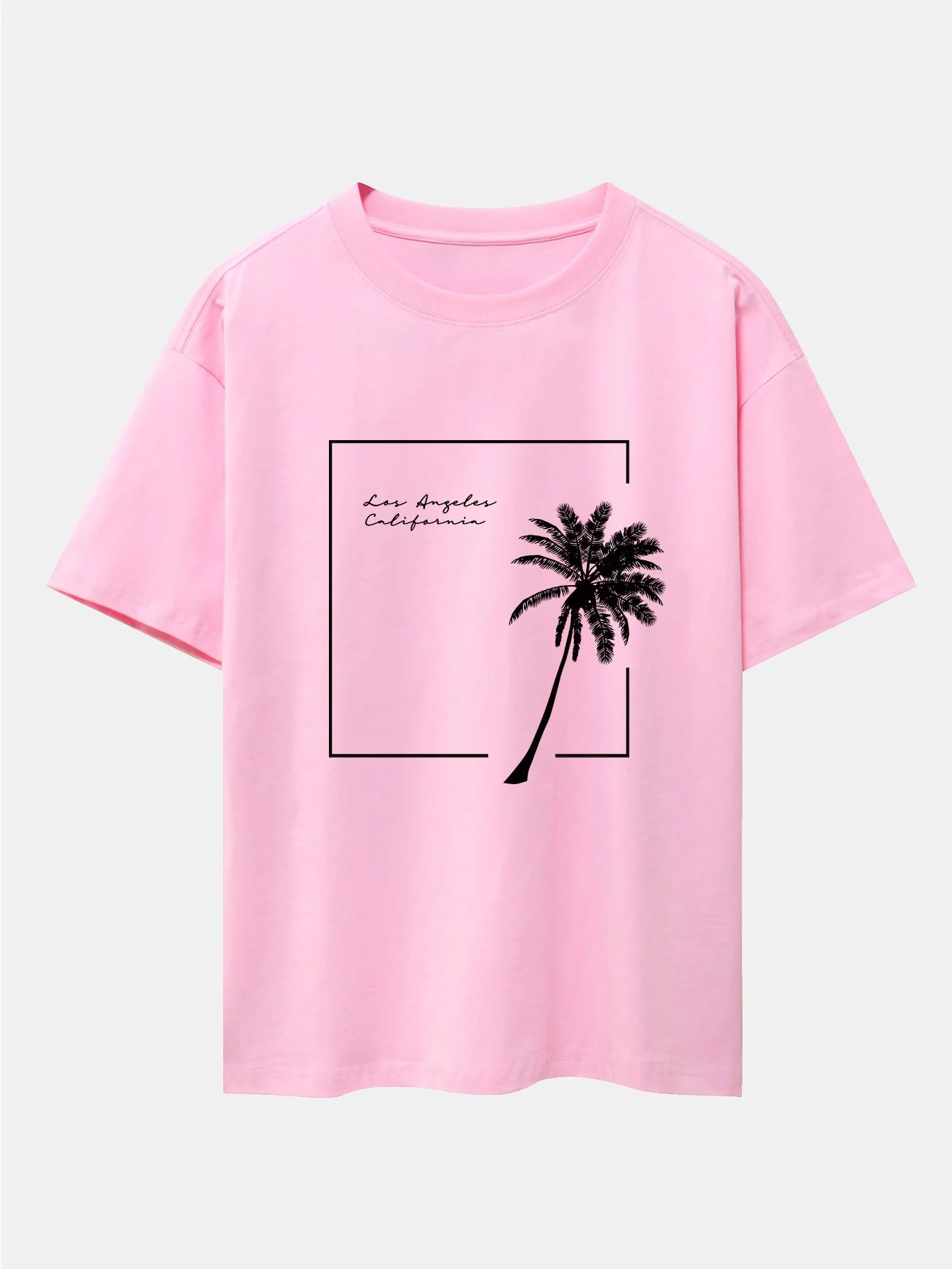 Los Angeles Palmen Druck Drop Shoulder Oversize T-Shirt - Image 4