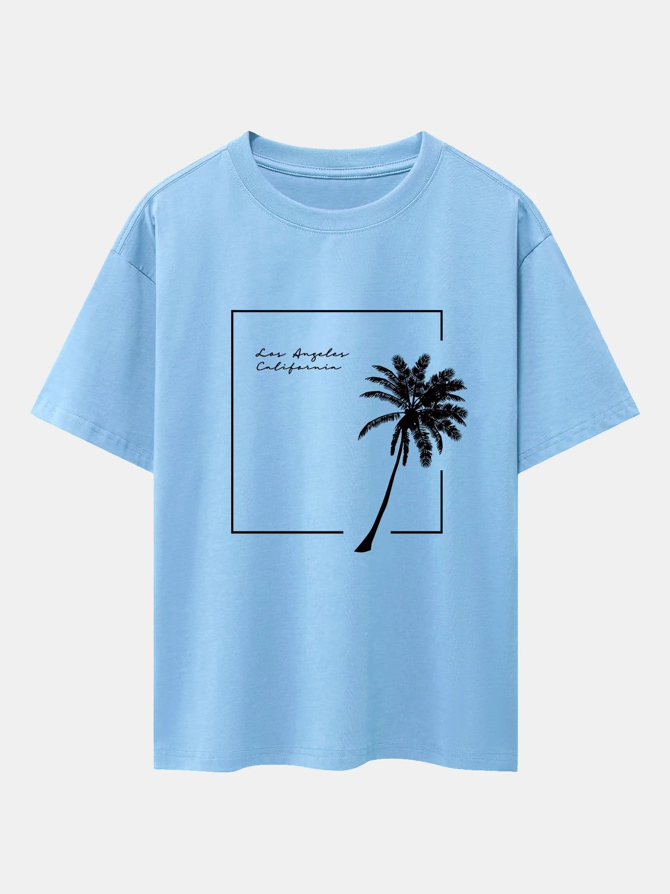 Los Angeles Palmen Druck Drop Shoulder Oversize T-Shirt - Image 5