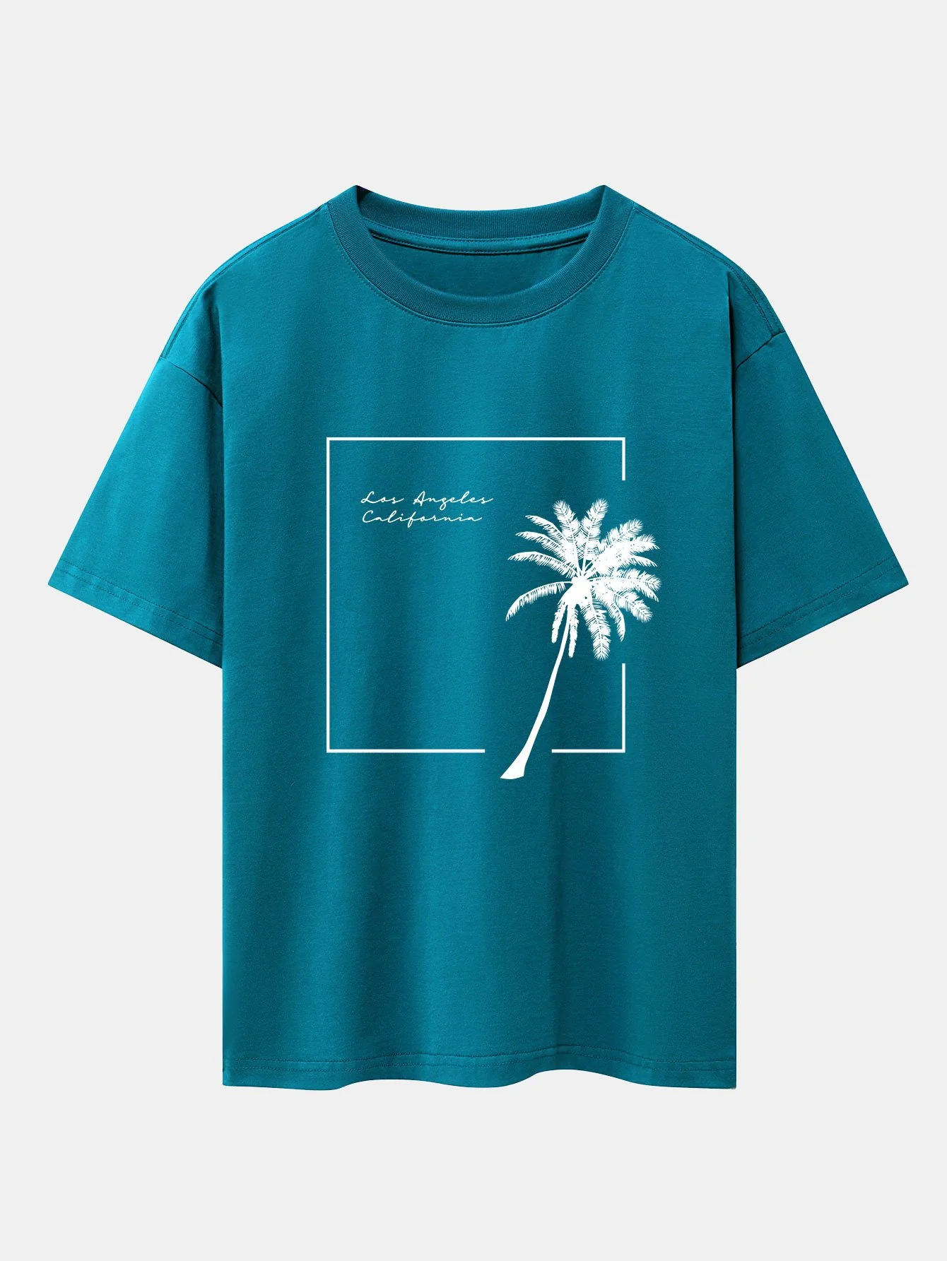 Los Angeles Palmen Druck Drop Shoulder Oversize T-Shirt - Image 7