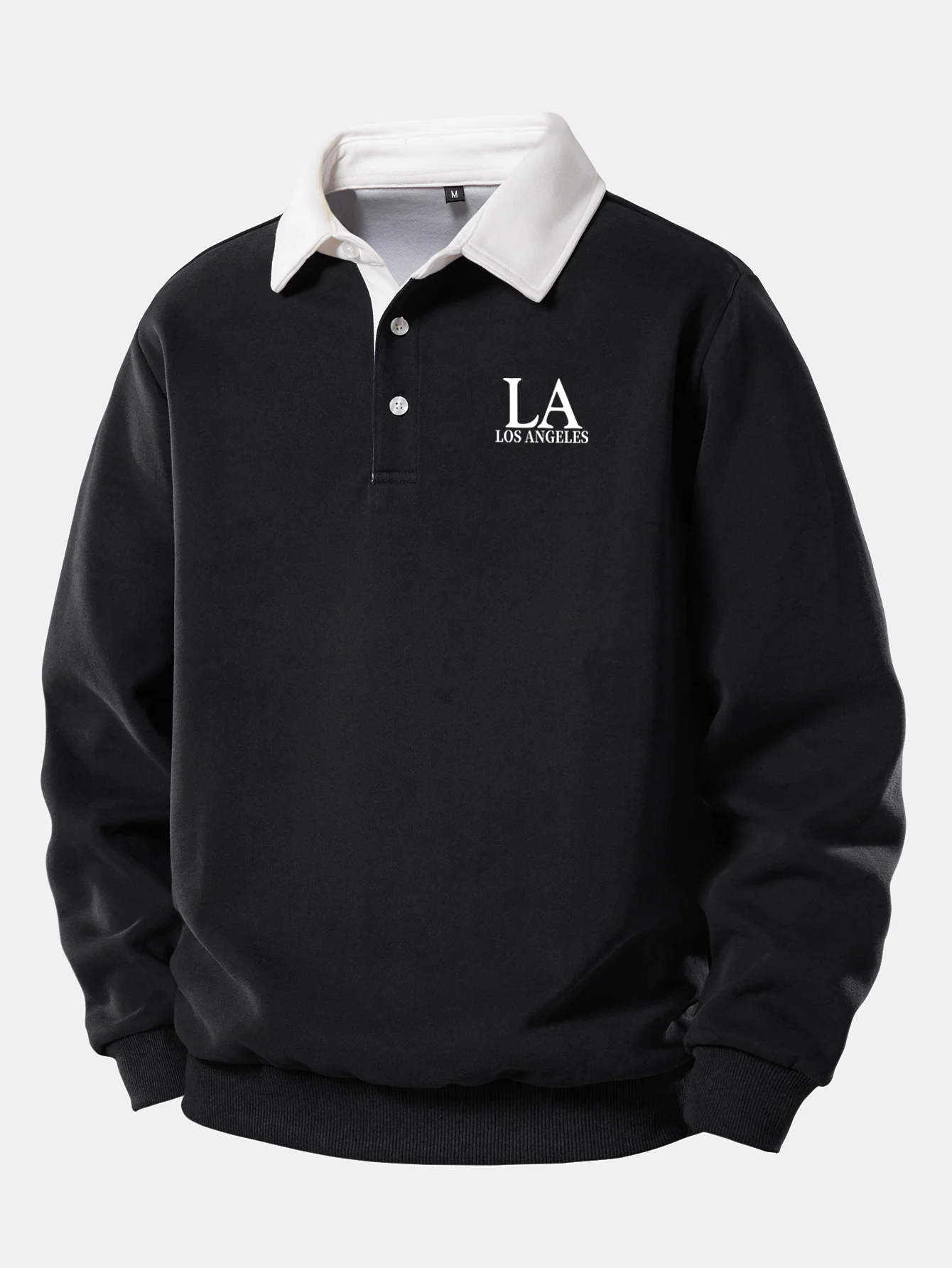 Los Angeles Print Kontrast Poloshirts Kragen Sweatshirt - Image 2