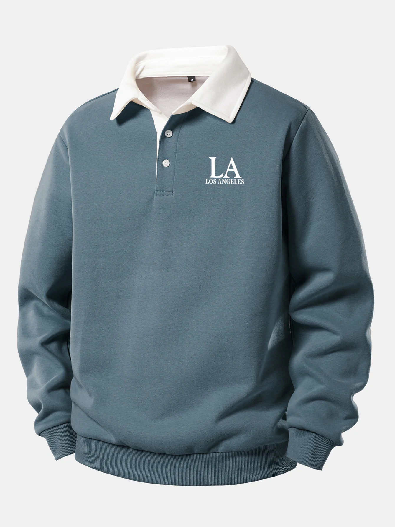 Los Angeles Print Kontrast Poloshirts Kragen Sweatshirt - Image 5