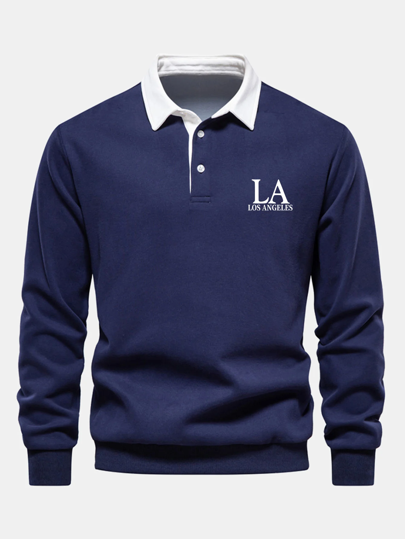 Los Angeles Print Kontrast Poloshirts Kragen Sweatshirt