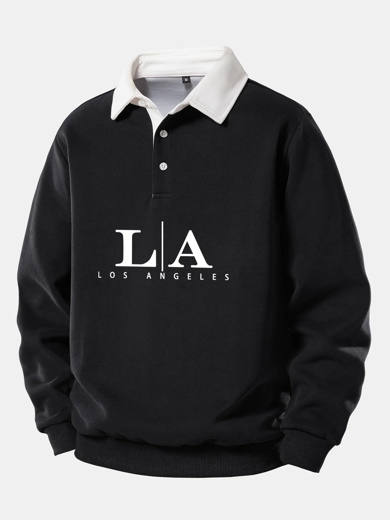 Los Angeles Print Kontrast Poloshirts Kragen Sweatshirt - Image 3