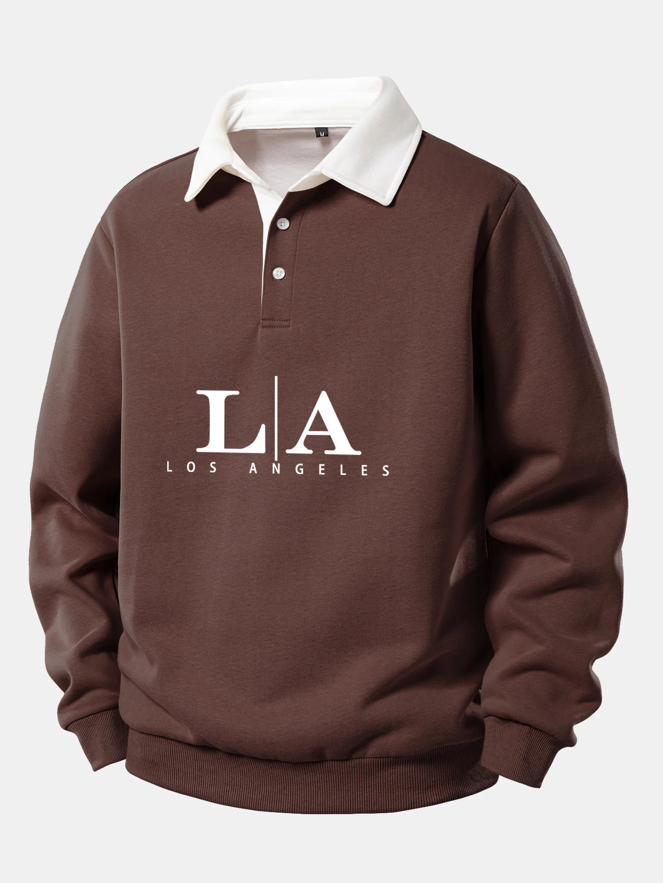Los Angeles Print Kontrast Poloshirts Kragen Sweatshirt - Image 4