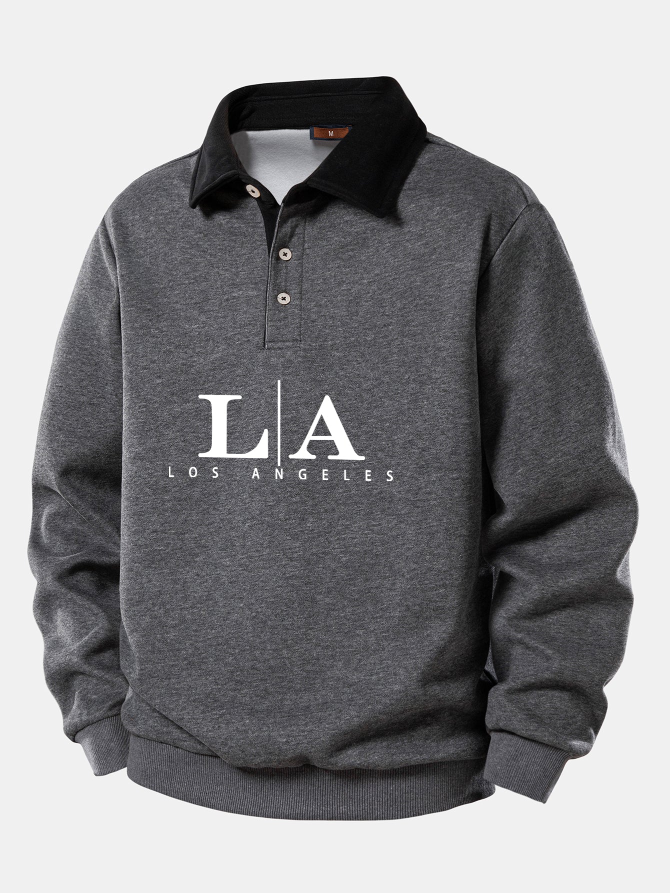 Los Angeles Print Kontrast Poloshirts Kragen Sweatshirt - Image 5