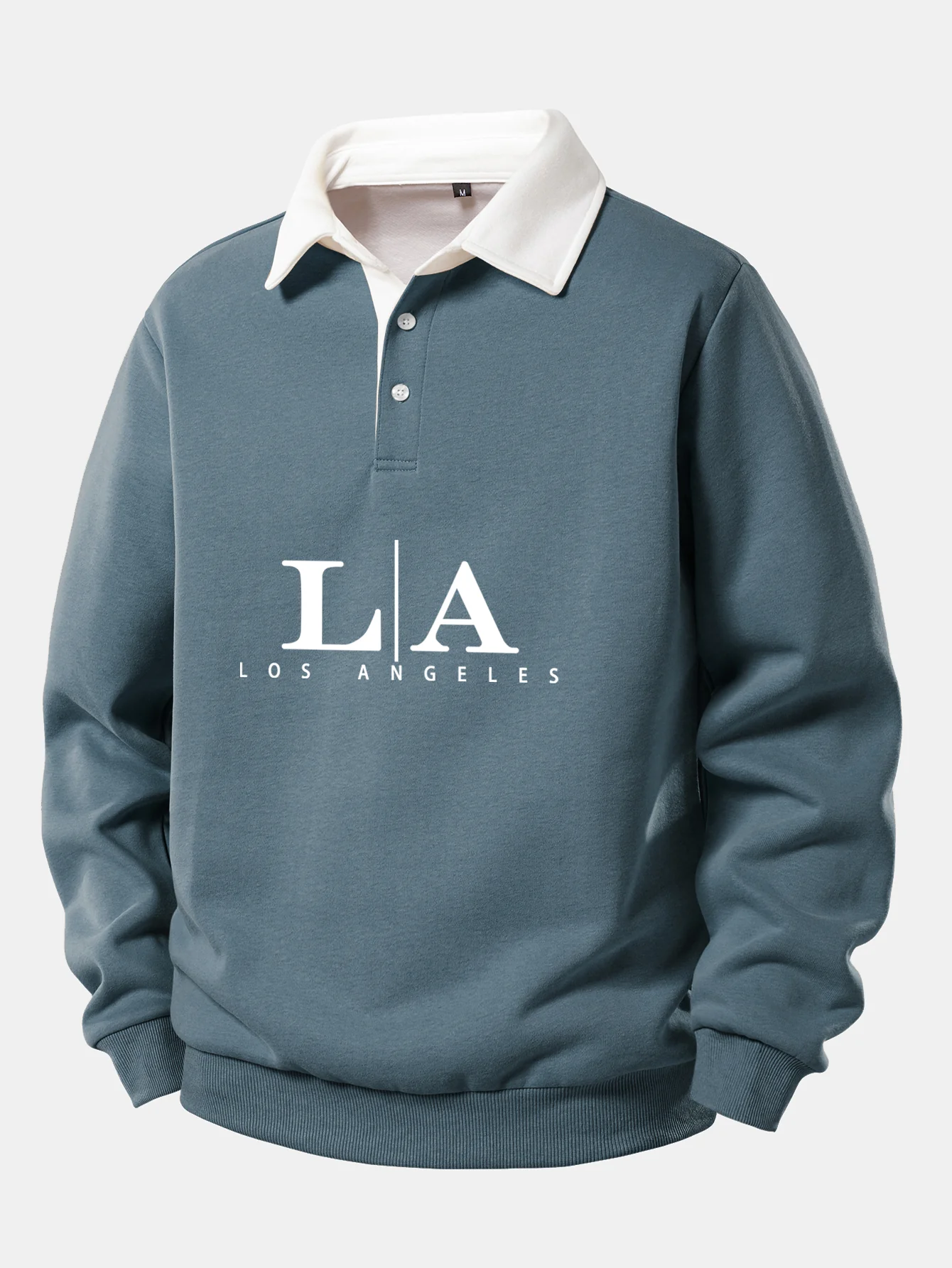 Los Angeles Print Kontrast Poloshirts Kragen Sweatshirt - Image 6