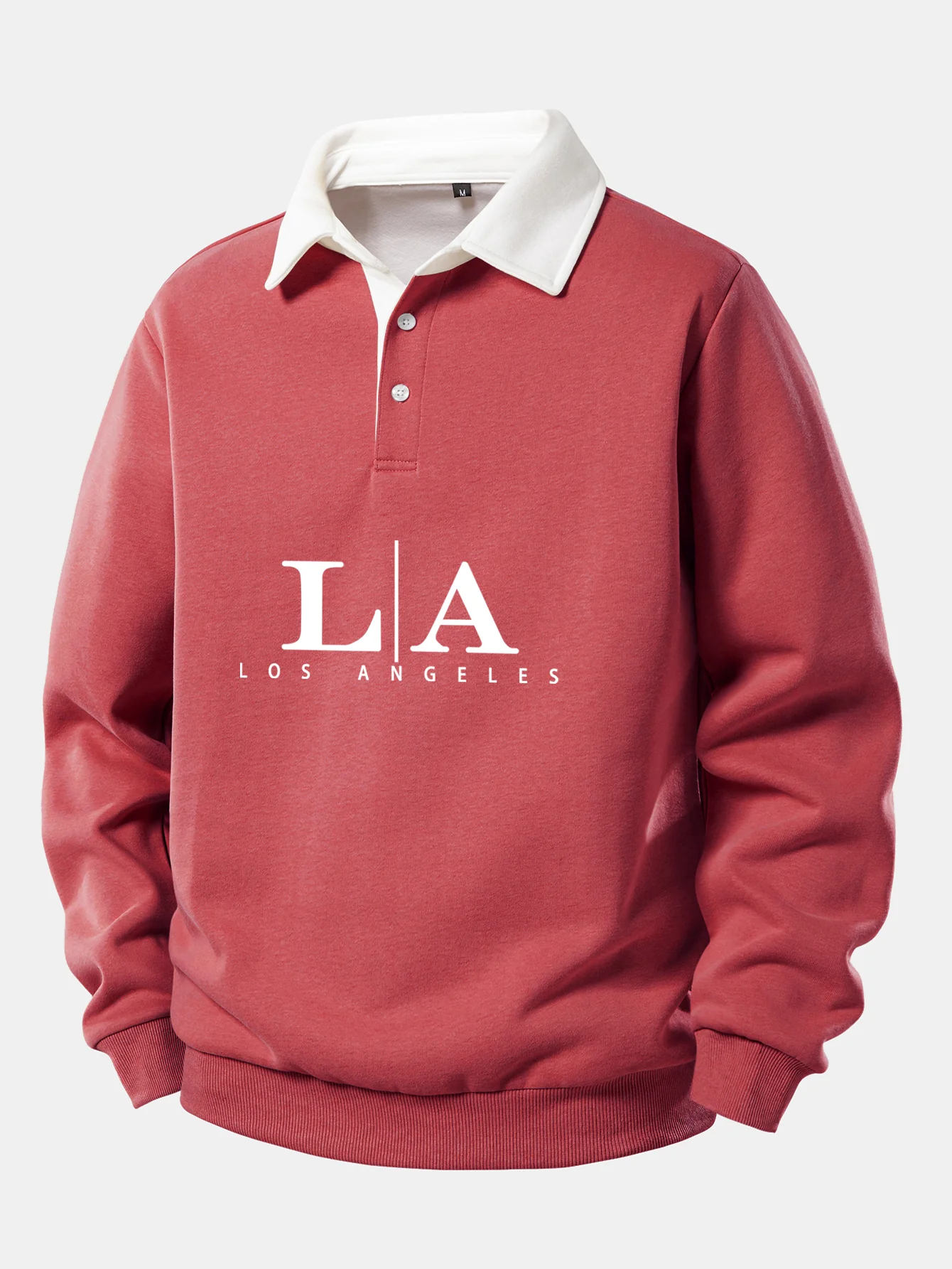 Los Angeles Print Kontrast Poloshirts Kragen Sweatshirt - Image 7