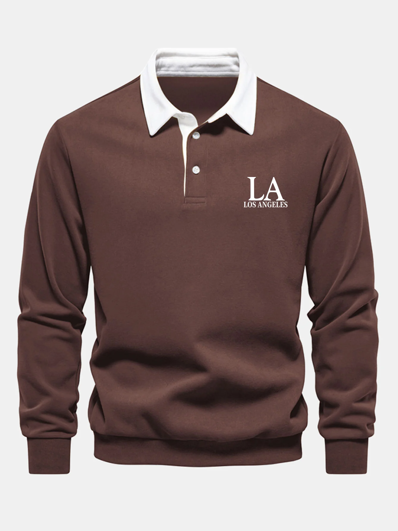 Los Angeles Print Kontrast Poloshirts Kragen Sweatshirt - Image 3