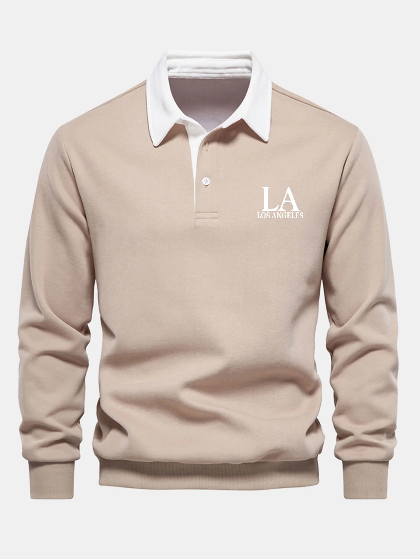 Los Angeles Print Kontrast Poloshirts Kragen Sweatshirt - Image 5