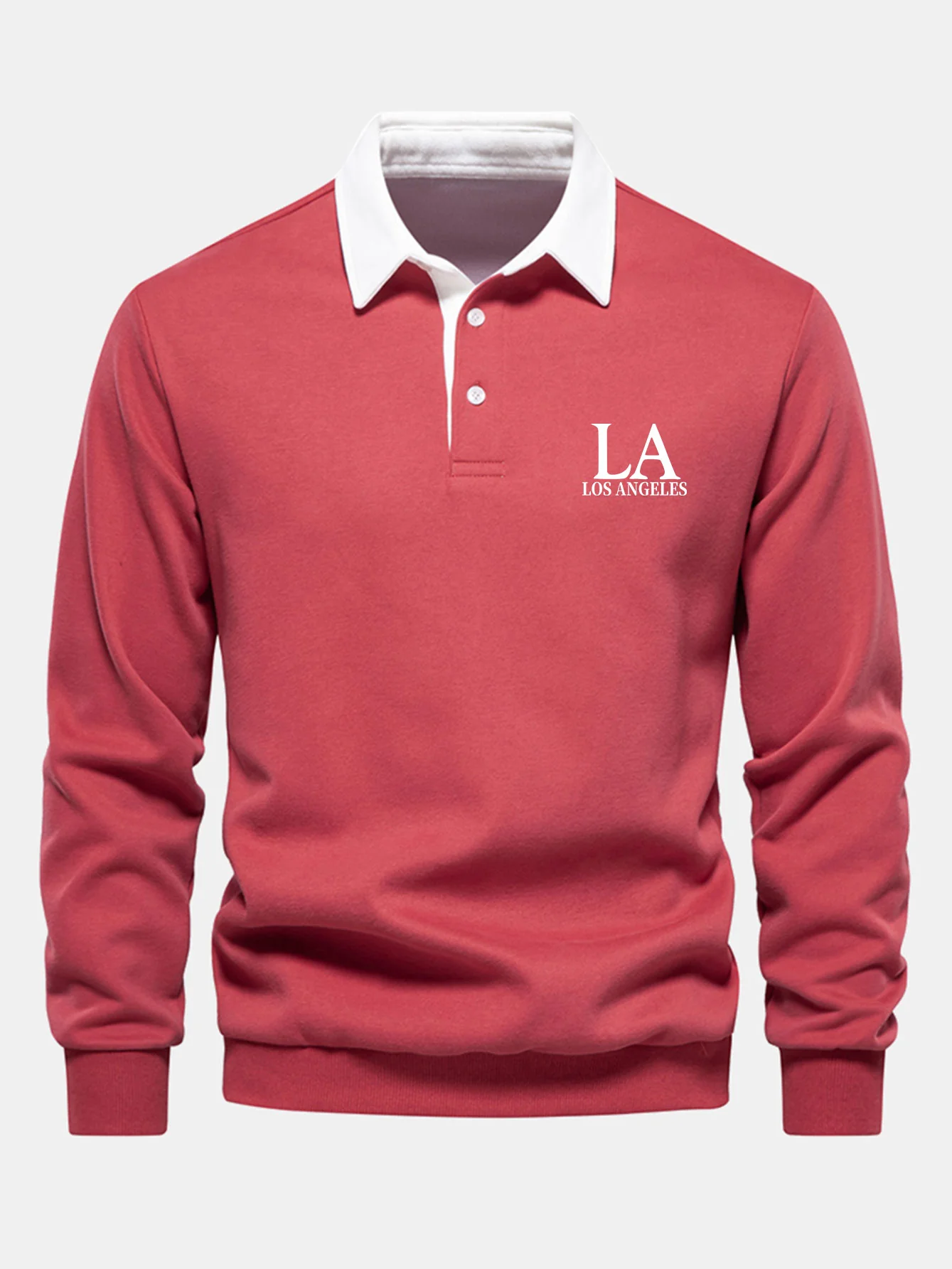 Los Angeles Print Kontrast Poloshirts Kragen Sweatshirt - Image 7