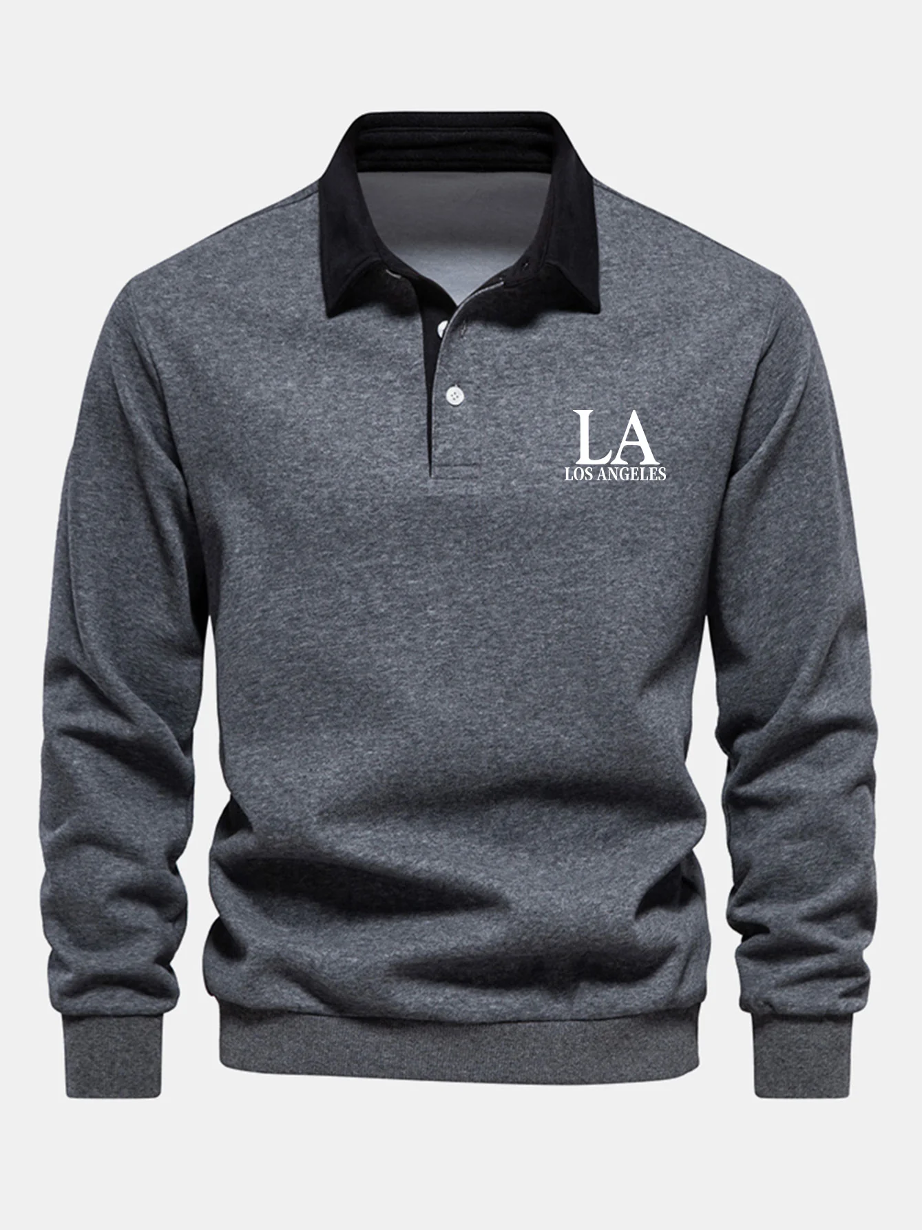 Los Angeles Print Kontrast Poloshirts Kragen Sweatshirt - Image 8