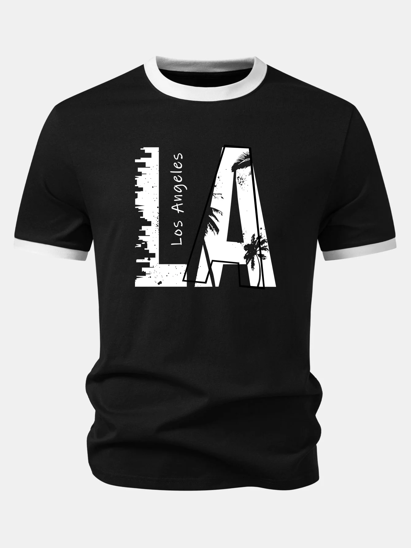 Los Angeles Print Contrast Ringer T-Shirt - Image 2