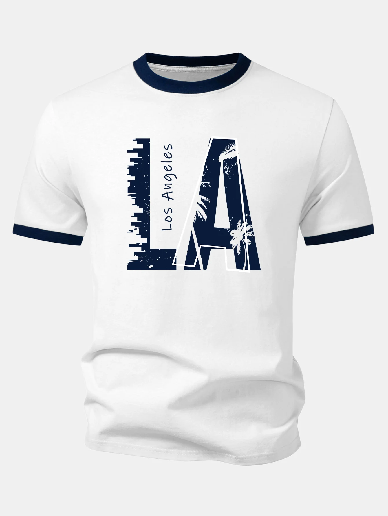 Los Angeles Print Contrast Ringer T-Shirt - Image 3
