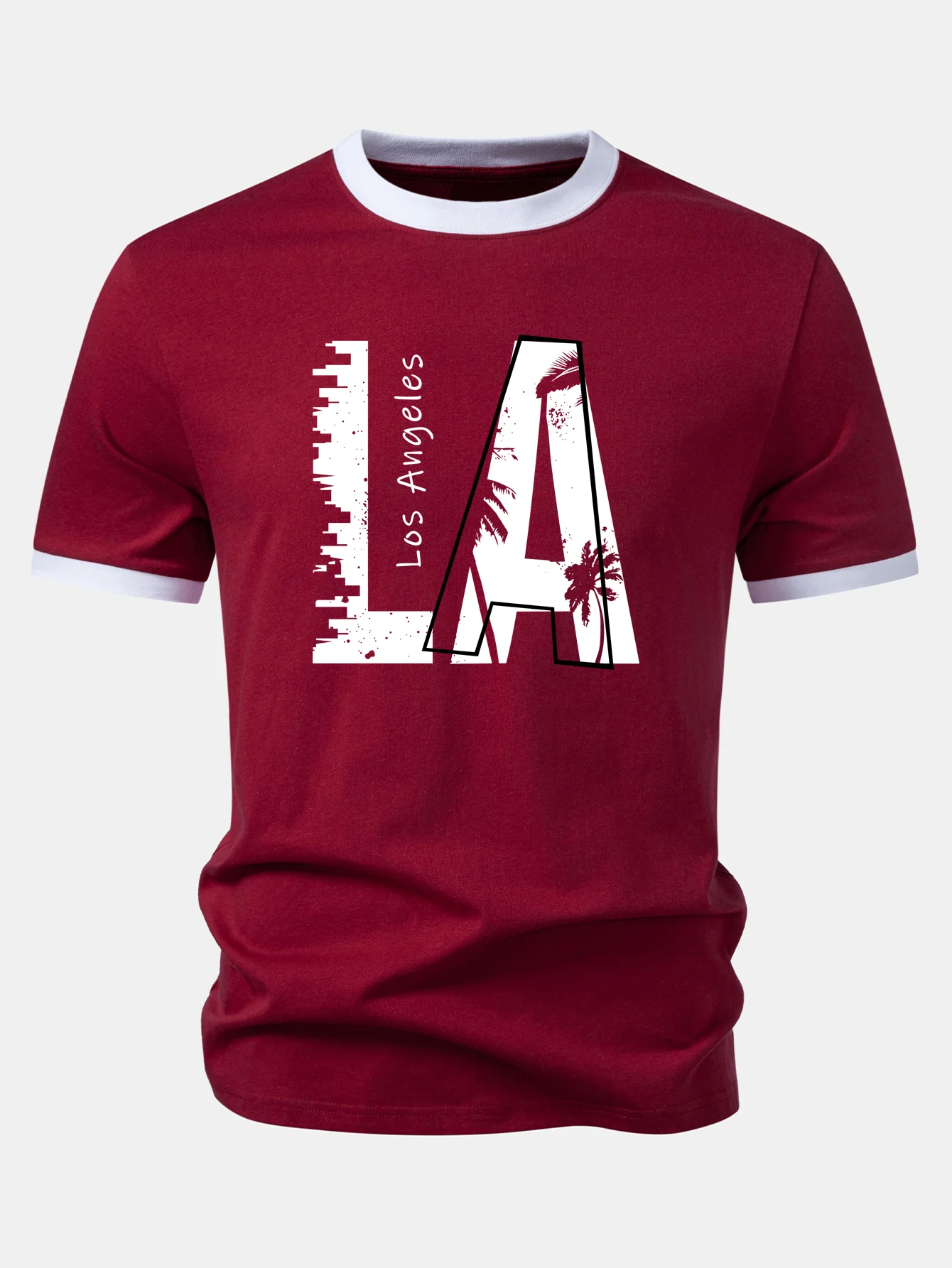 Los Angeles Print Contrast Ringer T-Shirt - Image 4
