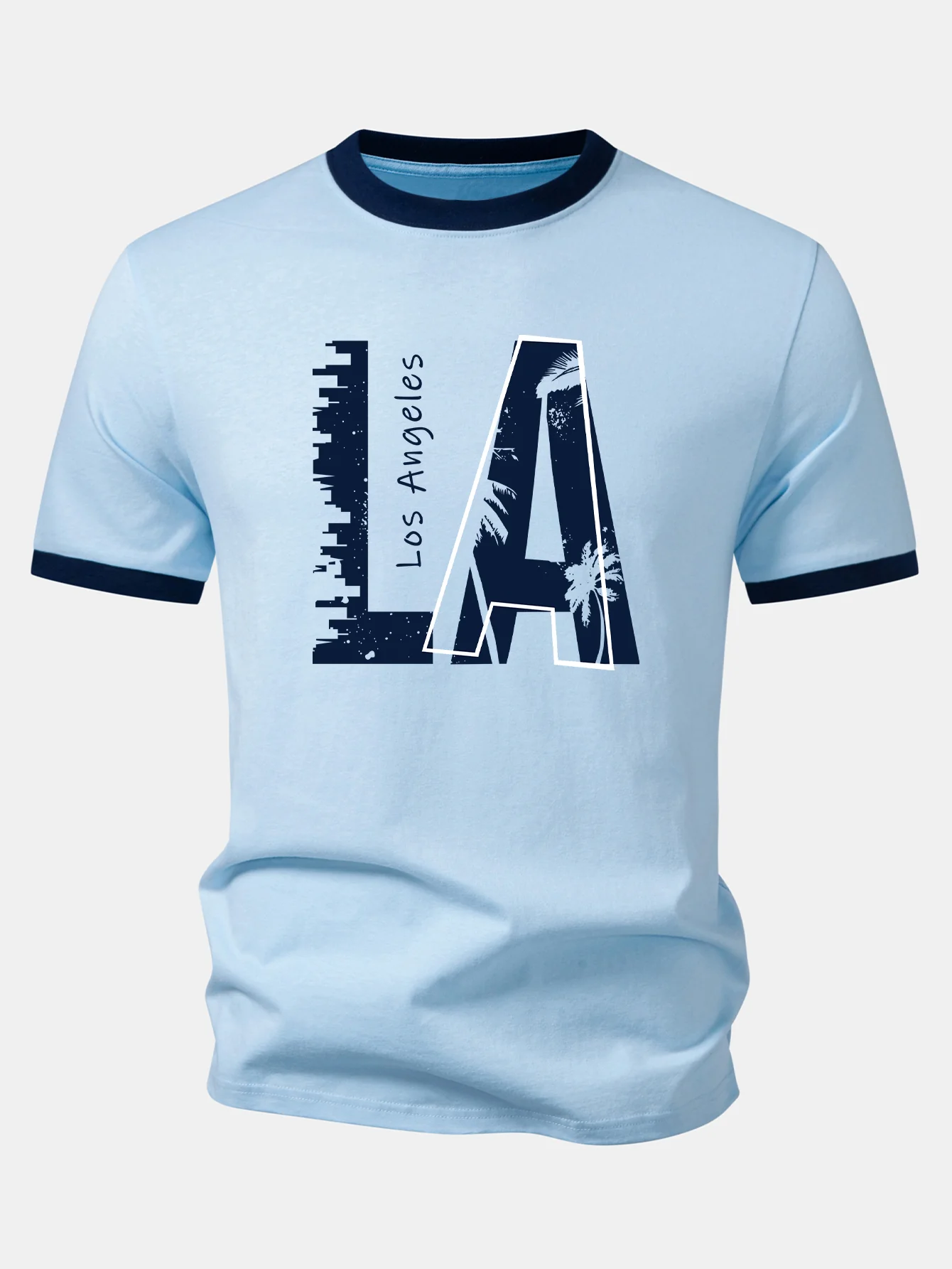 Los Angeles Print Contrast Ringer T-Shirt - Image 5