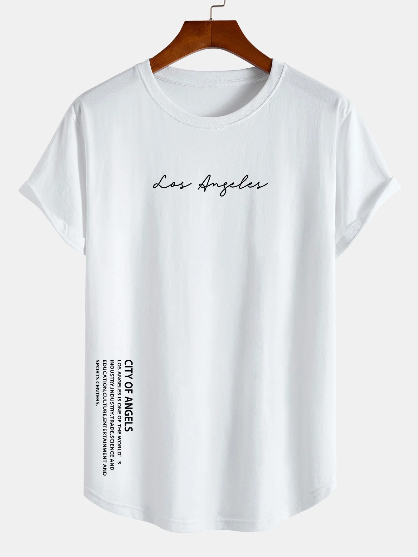 Los Angeles Print Baumwoll T-Shirt mit Bogen-Saum - Image 3