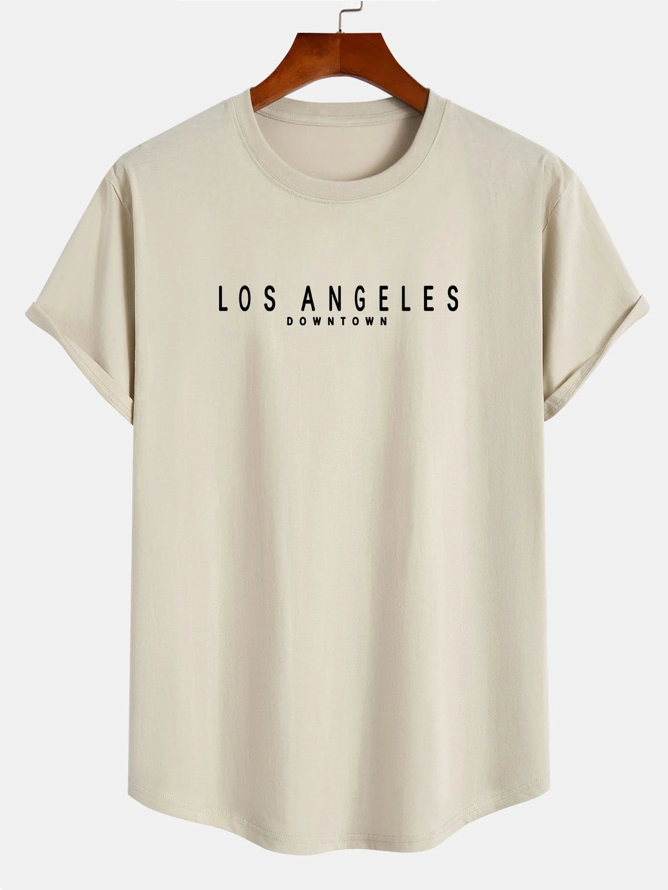 Los Angeles Print Baumwoll T-Shirt mit Bogen-Saum - Image 3