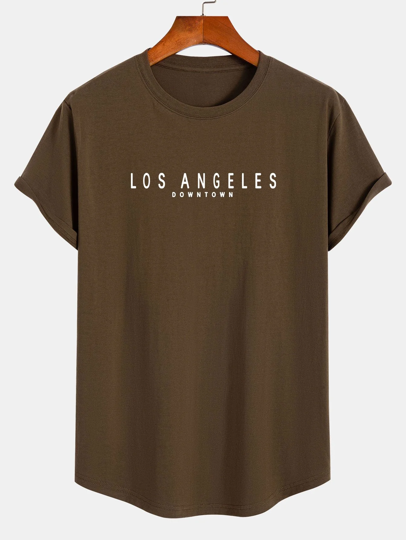 Los Angeles Print Baumwoll T-Shirt mit Bogen-Saum - Image 4