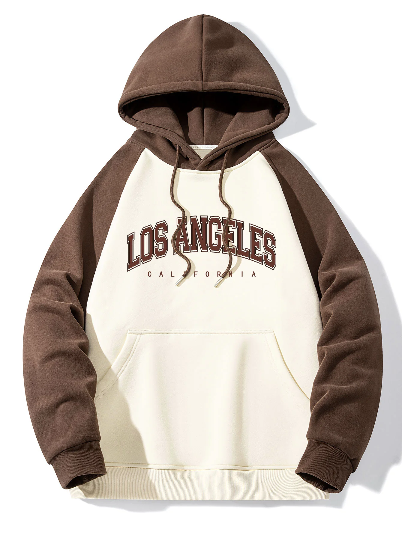 Los Angeles Print Patchwork Raglan Hoodie