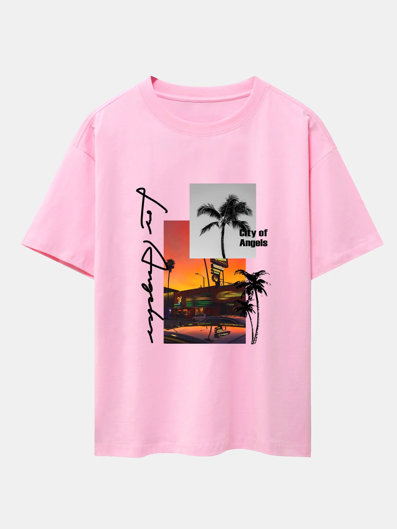 Los Angeles Landschaftsprint Drop Shoulder Oversize T-Shirt - Image 12