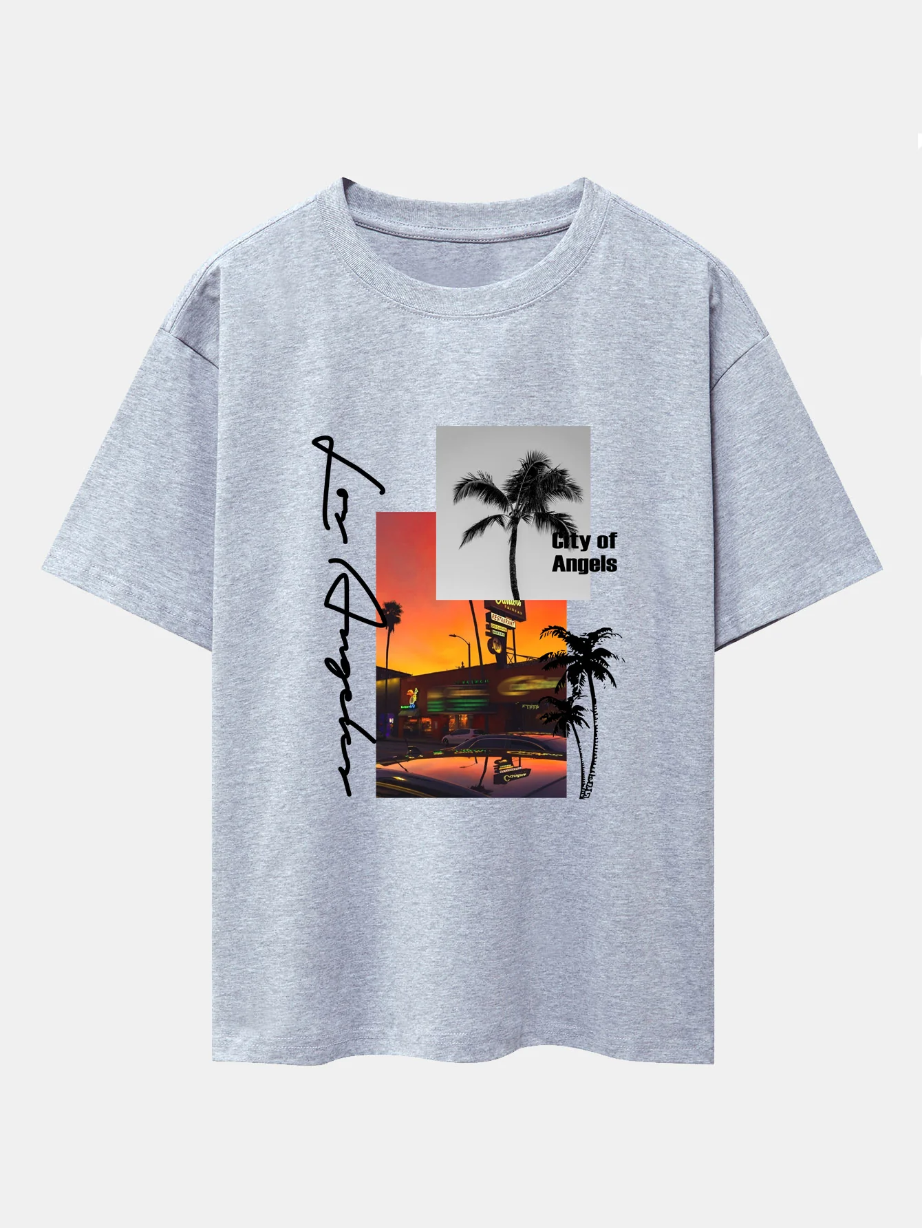 Los Angeles Landschaftsprint Drop Shoulder Oversize T-Shirt - Image 13